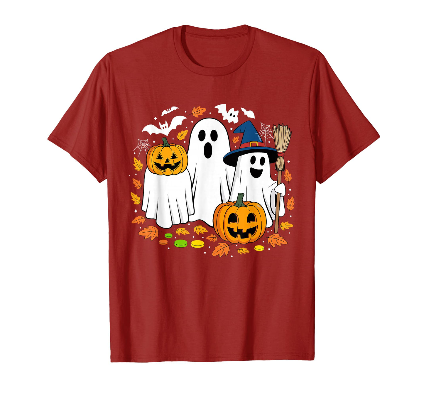 Cute Ghost Drinking Coffee Halloween Fall Ghost Book Reading T-Shirt