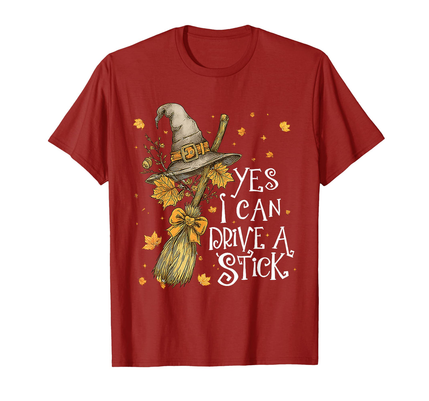 Floral Yes I Can Drive A Stick Funny Halloween Spooky Witch T-Shirt