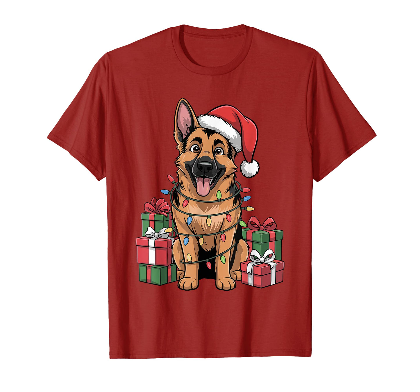 Cute German Shepherd Christmas Funny Dog Lover Holiday T-Shirt