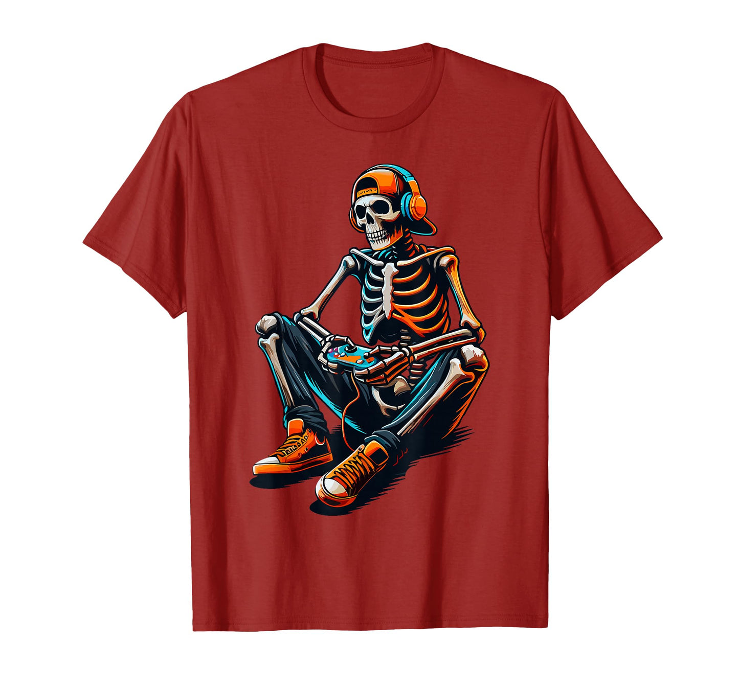 Halloween Skeleton Gamer Video Gaming T-Shirt
