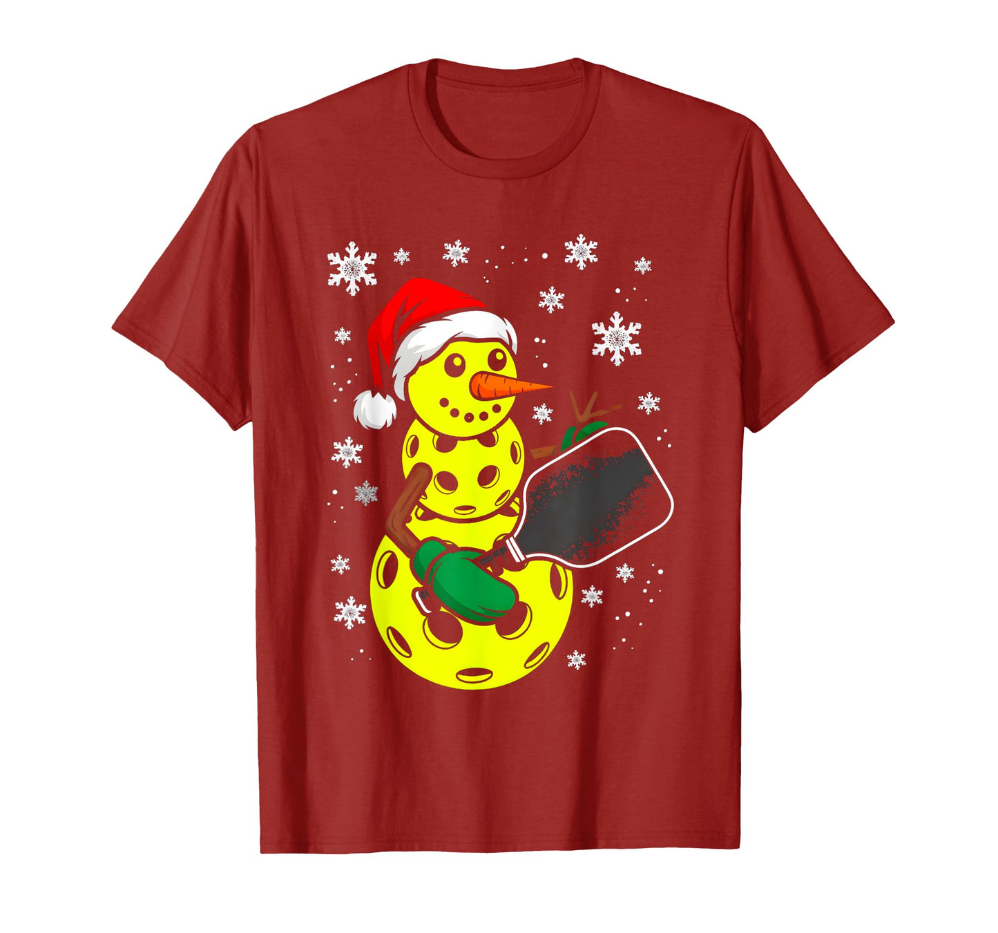 Pickleball Santa Hat Snowman Xmas Funny Pickleball Christmas T-Shirt