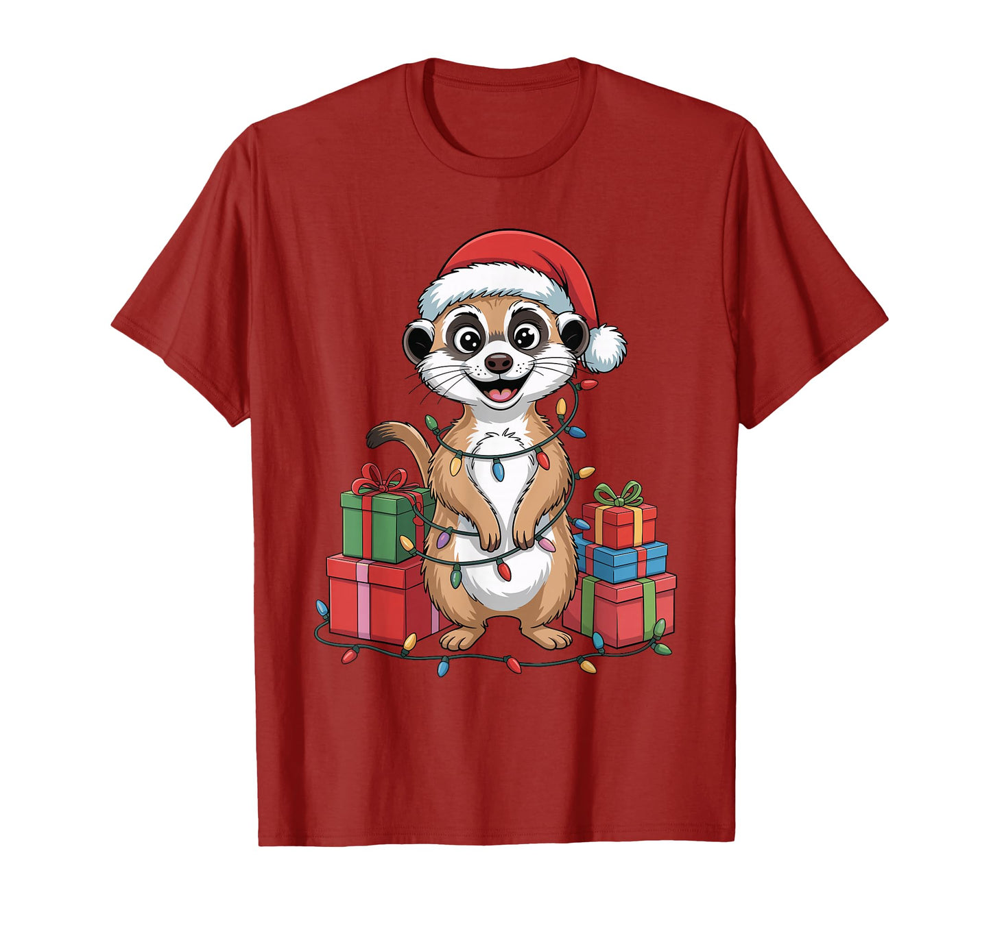 Meerkat Santa Hat Christmas Design Funny Animal Lovers T-Shirt