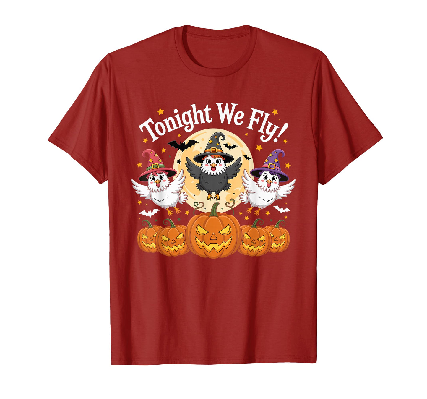Tonight We Fly Funny Witchy Chickens Spooky Farm Halloween T-Shirt