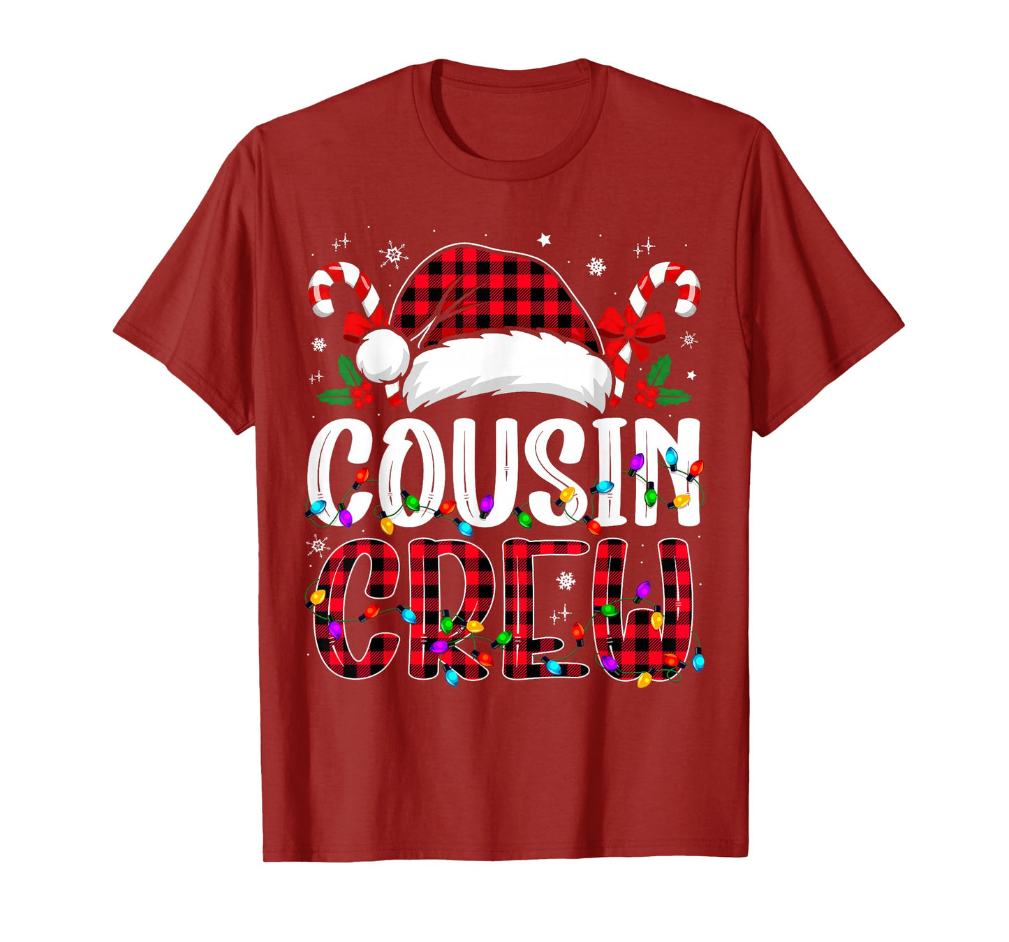 Christmas Cousin Crew Red Plaid Family Matching Xmas T-Shirt