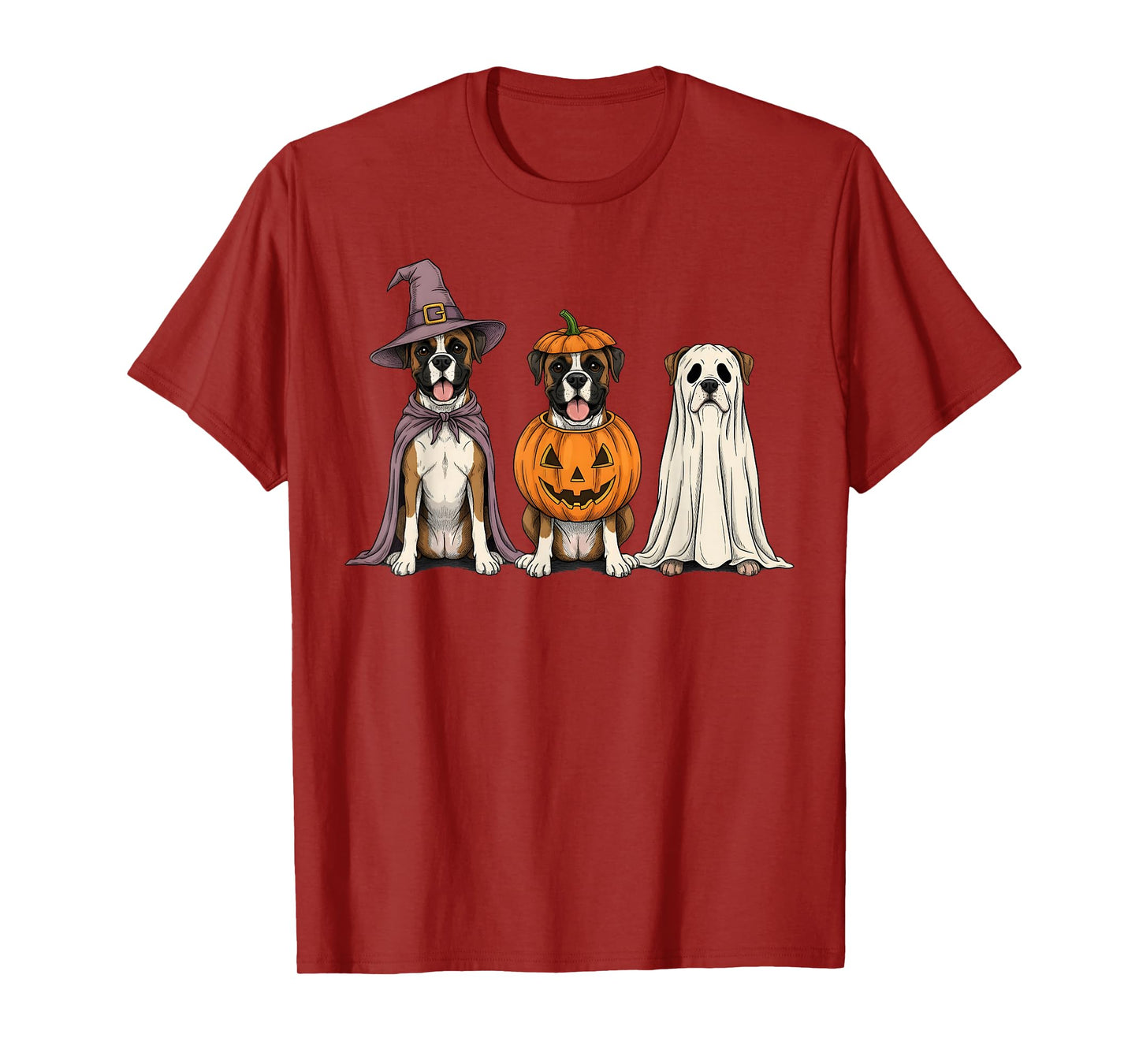 Spooky Ghost Boxer Dog Lover Pumpkin Halloween T-Shirt