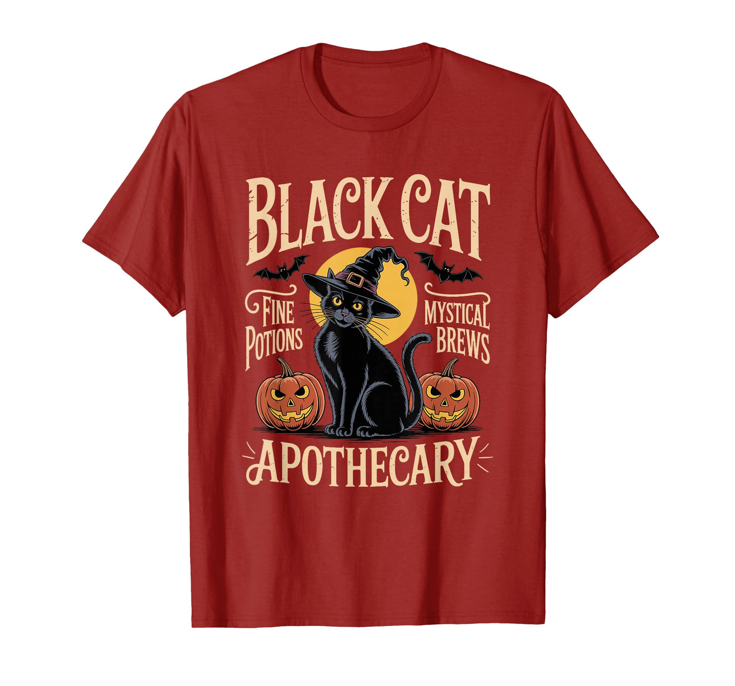 Retro Halloween Costume Black Cat Apothecary T-Shirt
