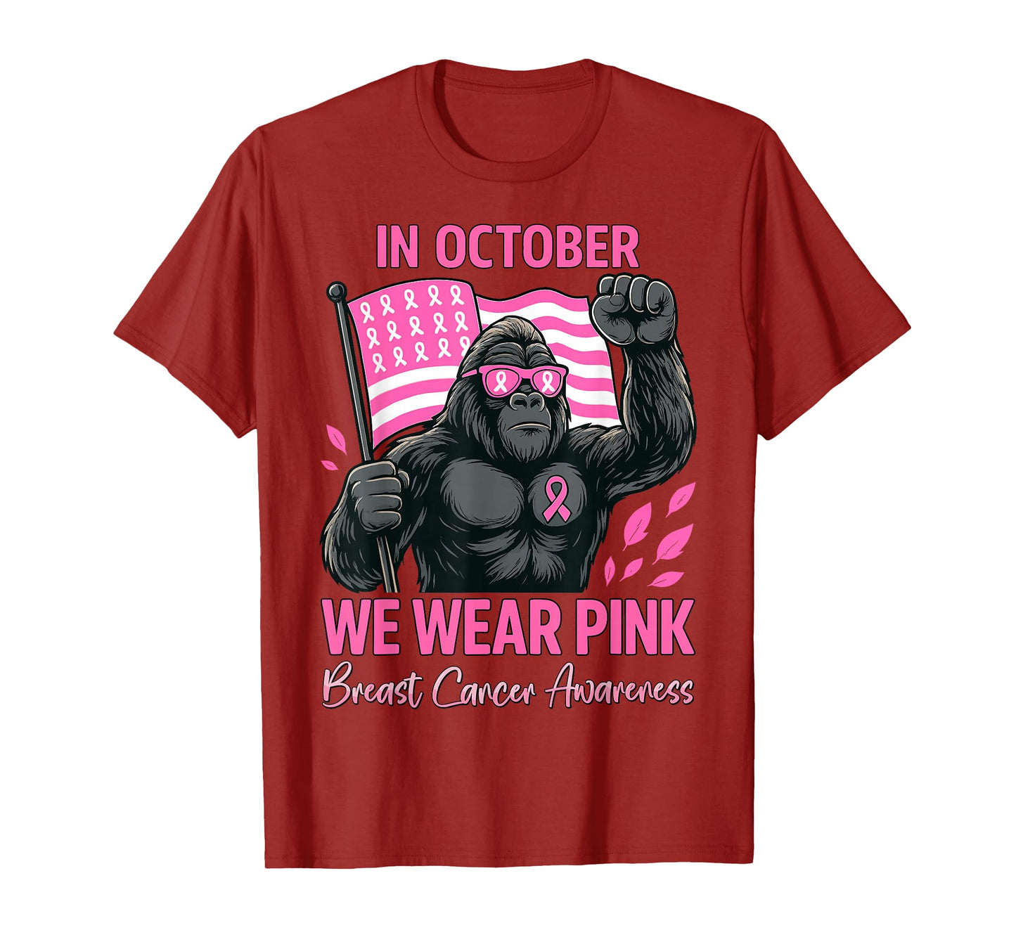 in October We Wear Bigfoot Witch Breast Cancer Awareness Men T-Shirt