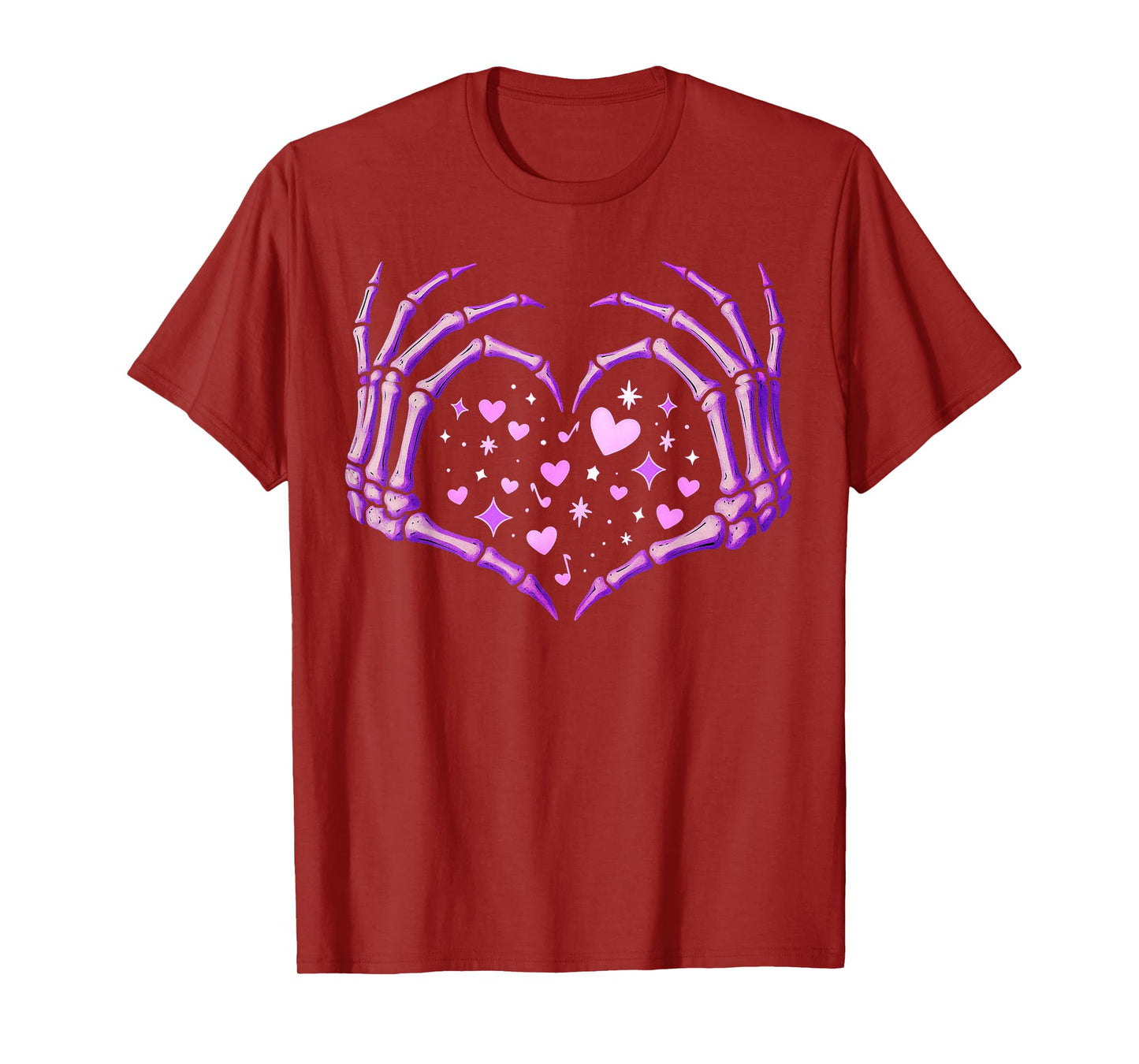 Skeleton Hands Heart Sign Retro Halloween Costume Women Girl T-Shirt