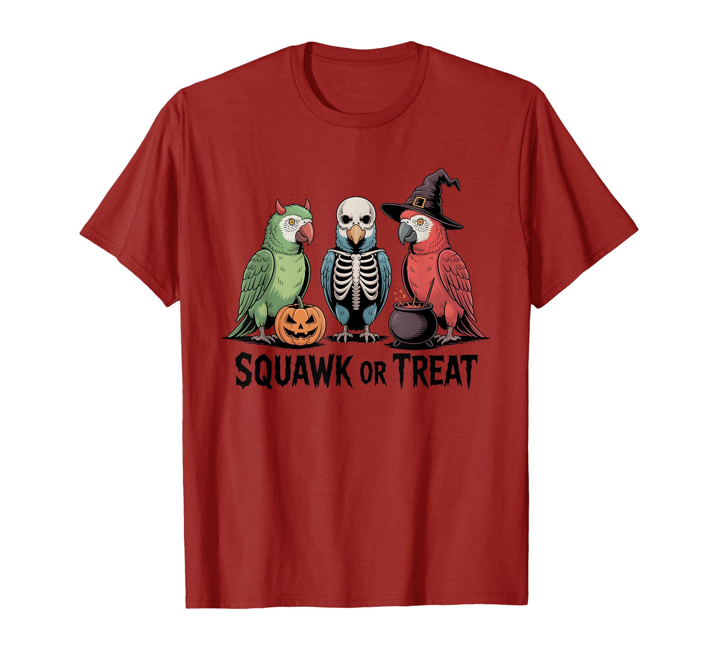 Vintage Halloween Parrots Squawk or Treat Spooky T-Shirt