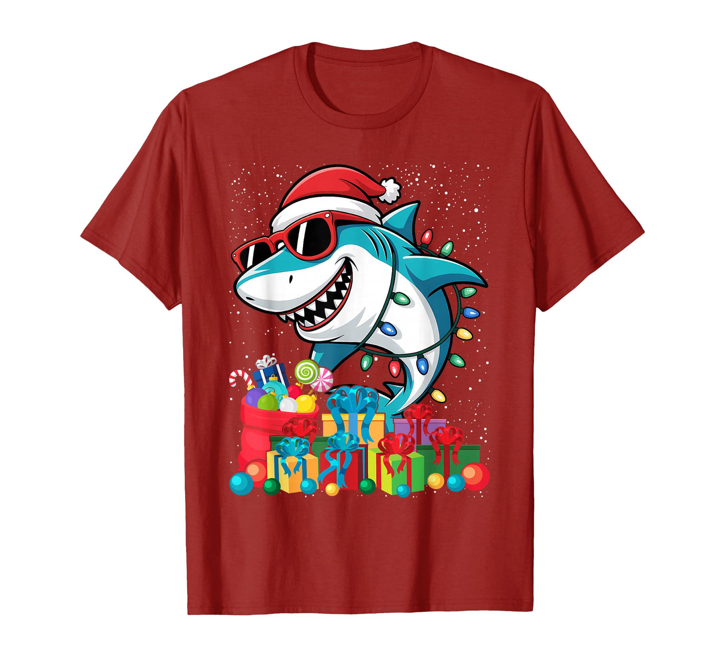Christmas Shark Xmas Funny Santa T-Shirt