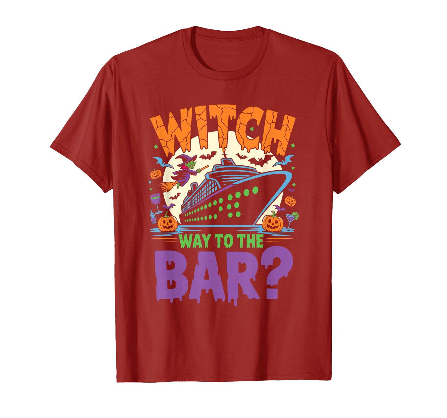 Witch Way to The Bar Funny Halloween Cruise T-Shirt