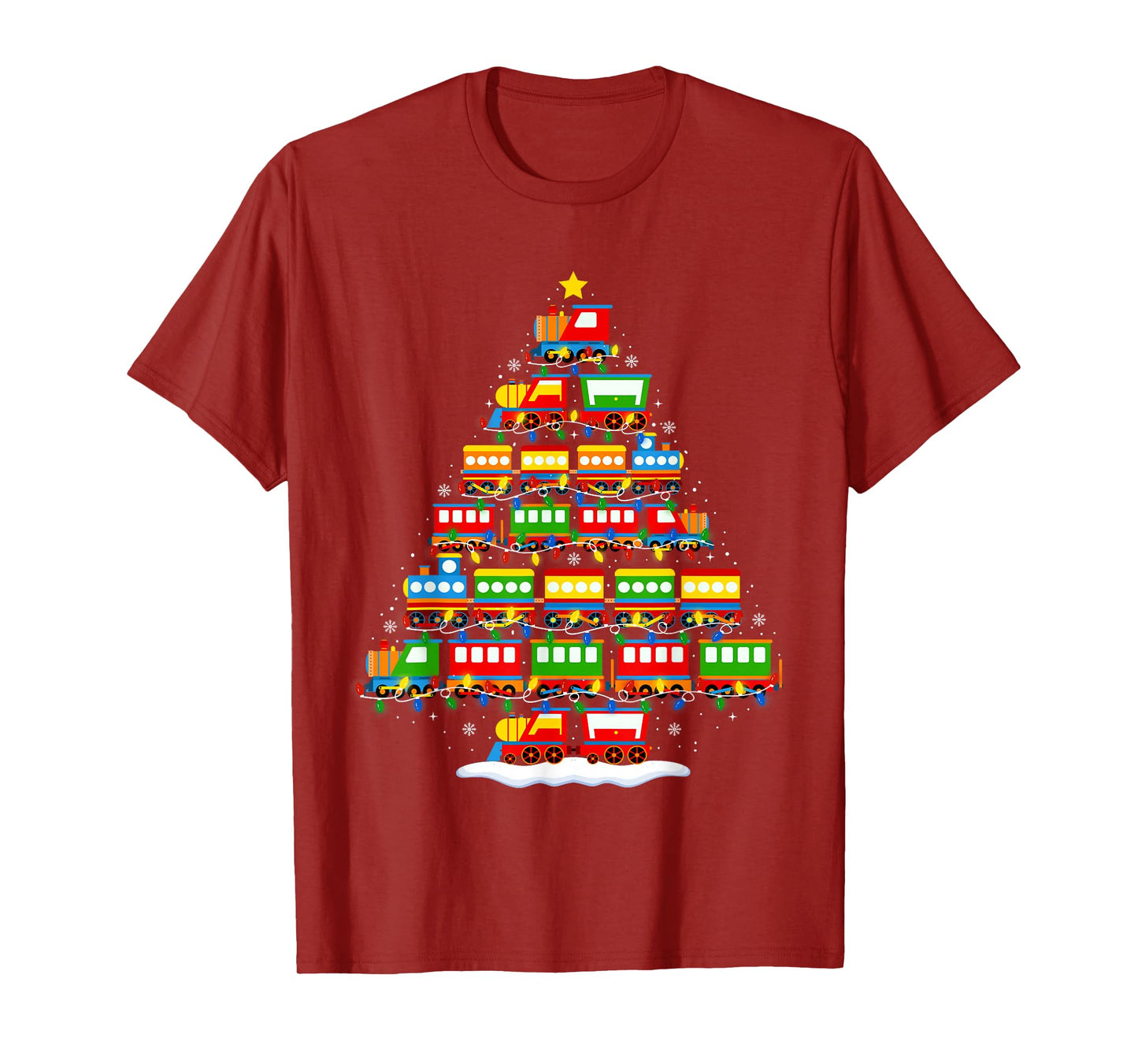 Train Christmas Tree Lights Boys Kids Funny Xmas Pajamas T-Shirt