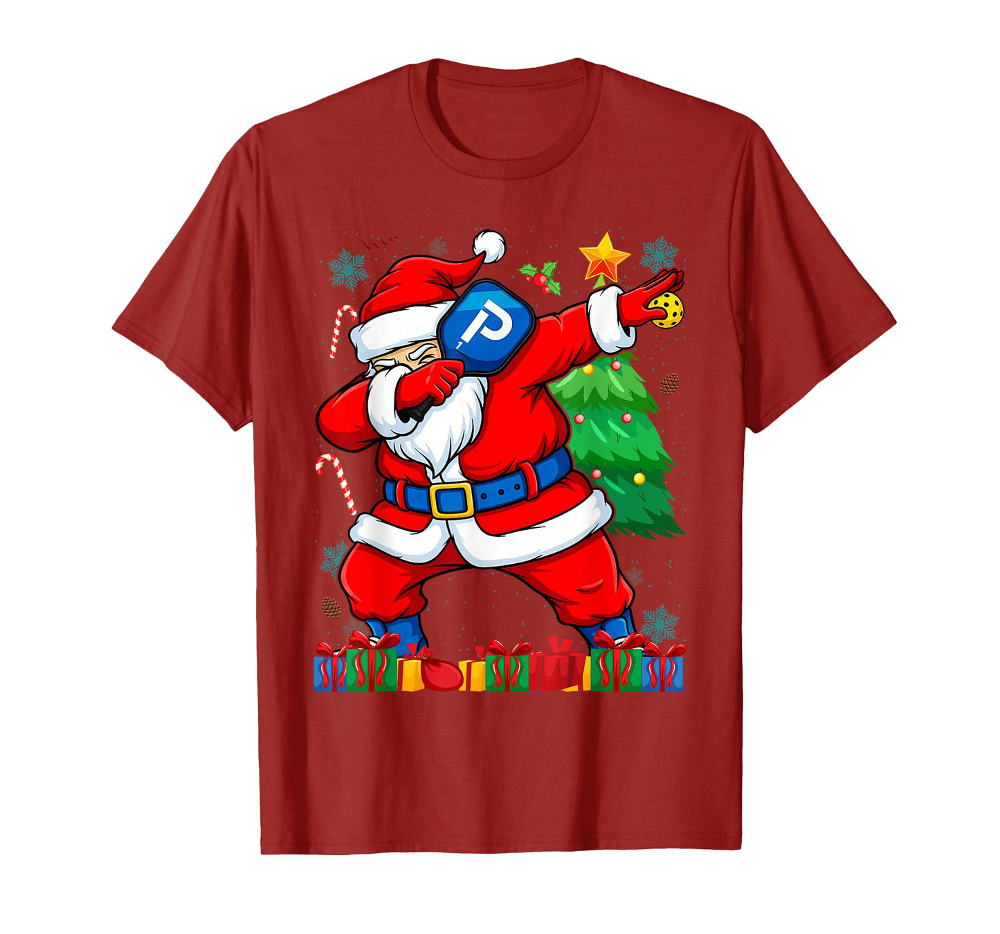 Santa Claus Paddle Funny Pickleball Christmas T-Shirt