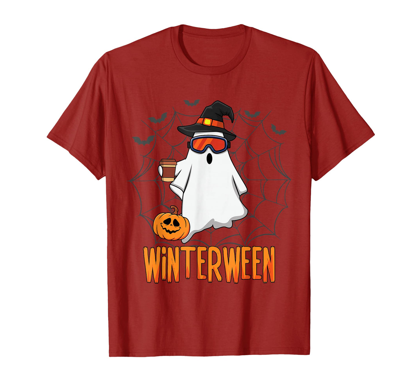 Winterween Ghost Pumpkin Winter Halloween Christmas T-Shirt