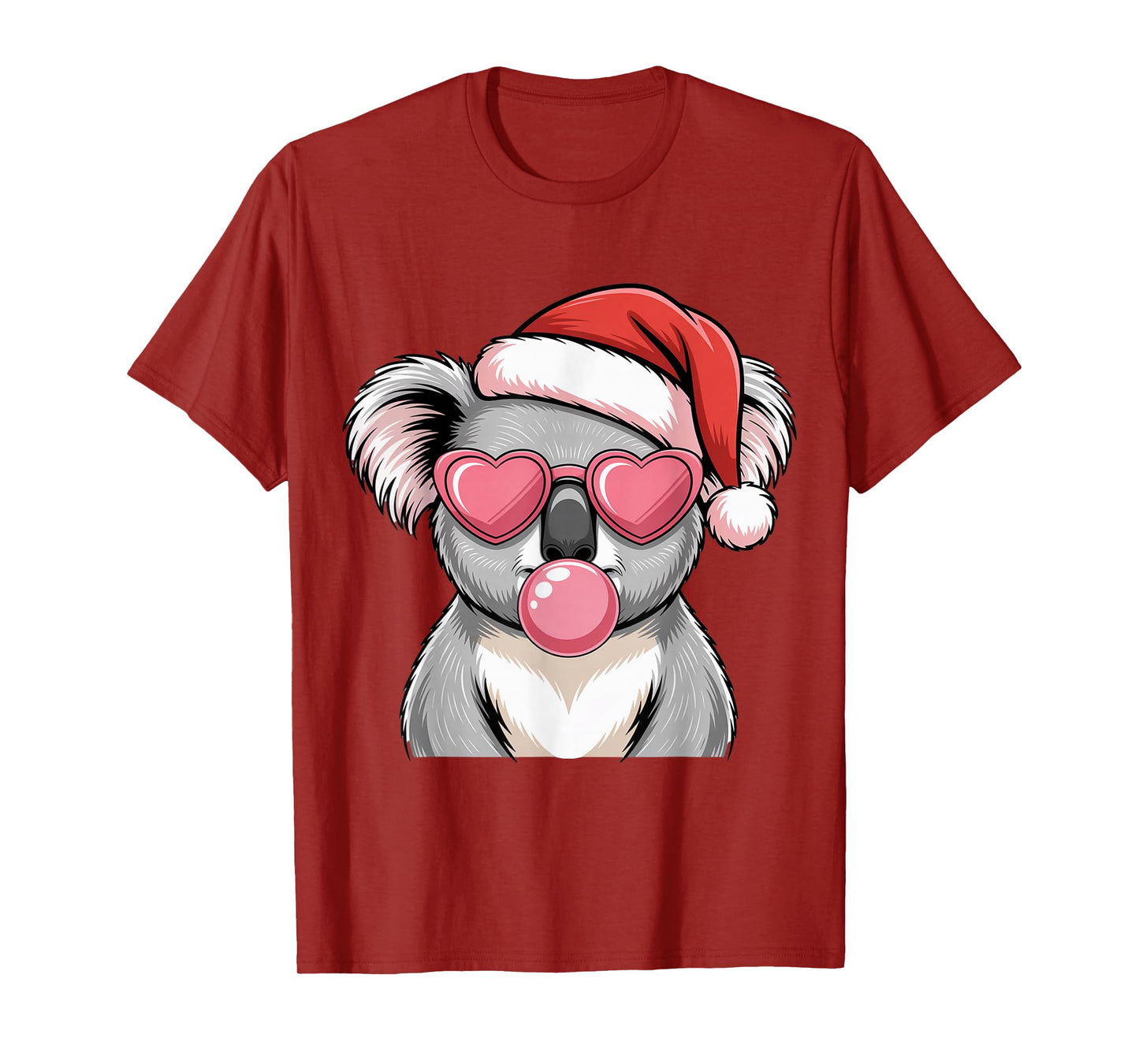 Cute Christmas Koala with Santa Hat Sunglasses Bubble T-Shirt