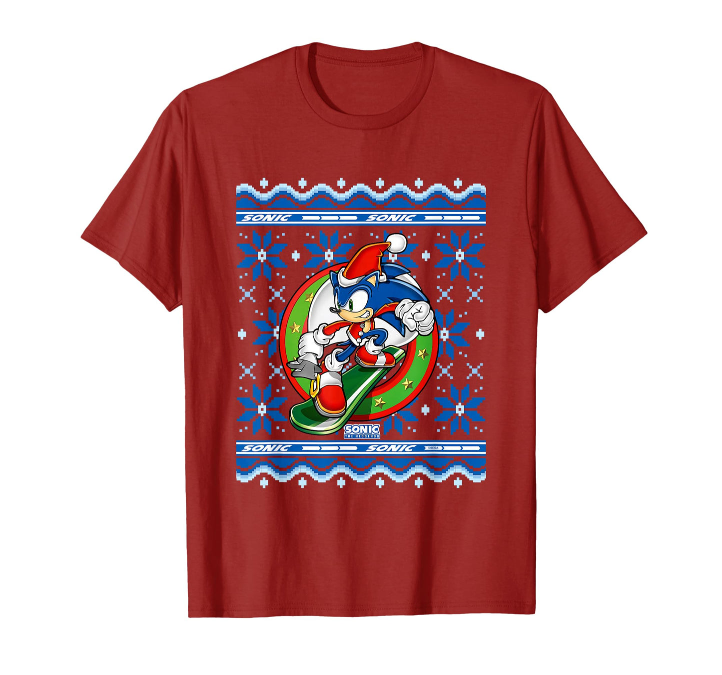 Sonic The Hedgehog Christmas Shredding Sonic Ugly Sweater T-Shirt