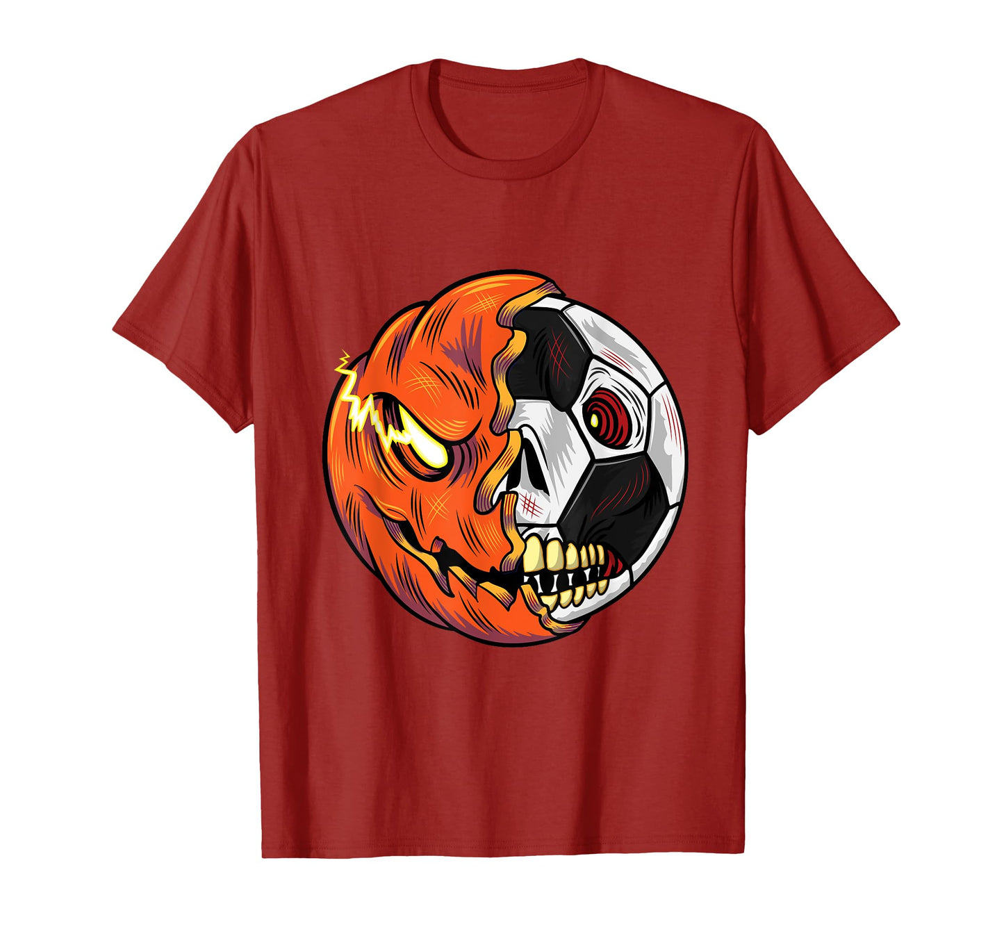 Soccer Ball Pumpkin Skull Halloween Soccer Player T-Shirt