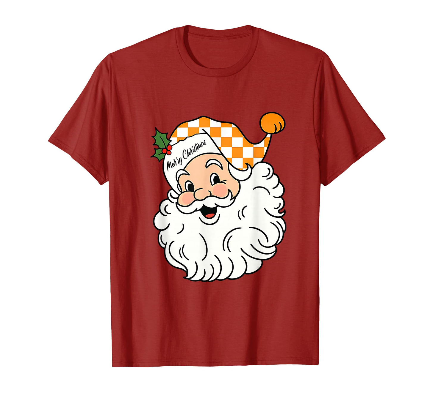 Tennessee Merry Christmas Santa Checkerboard Orange & White T-Shirt
