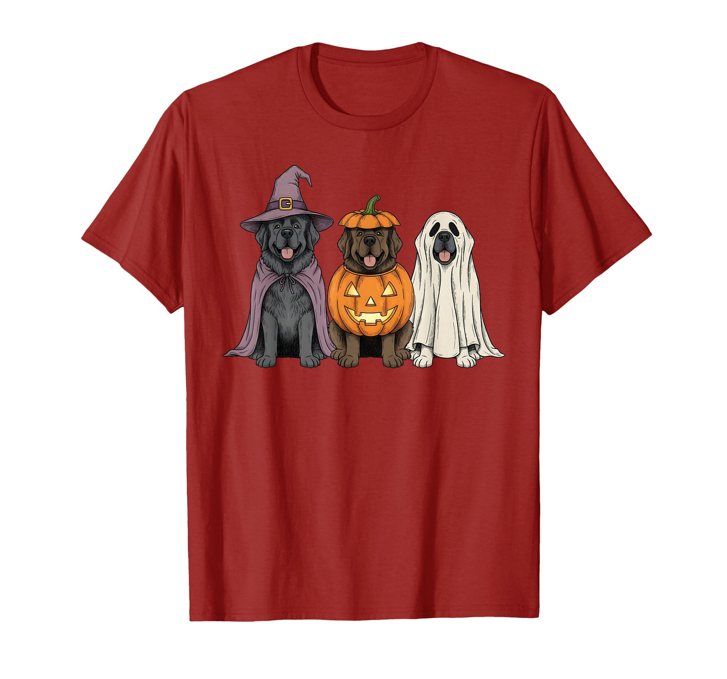 Spooky Ghost Newfoundland Dog Pumpkin Halloween Newfie Lover T-Shirt