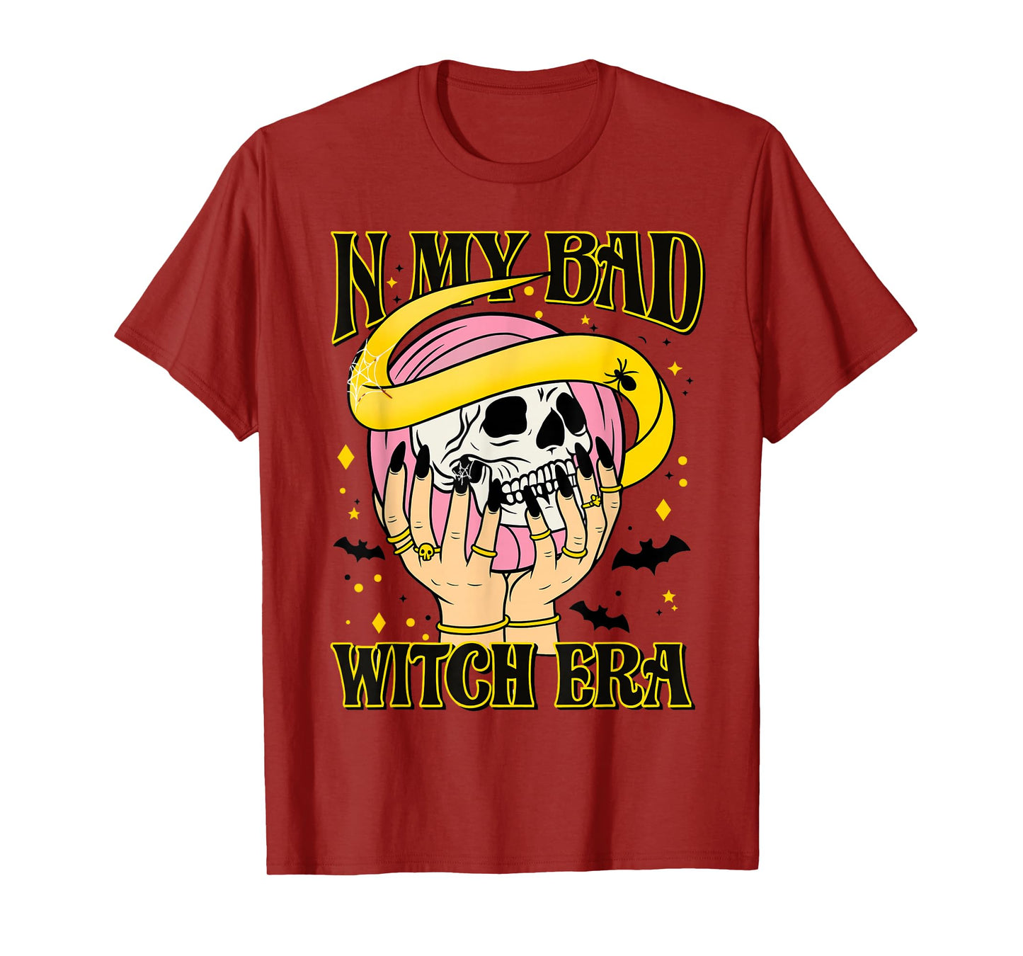 in My Bad Witch Era Skull Snake Gothic Aesthetic Halloween T-Shirt