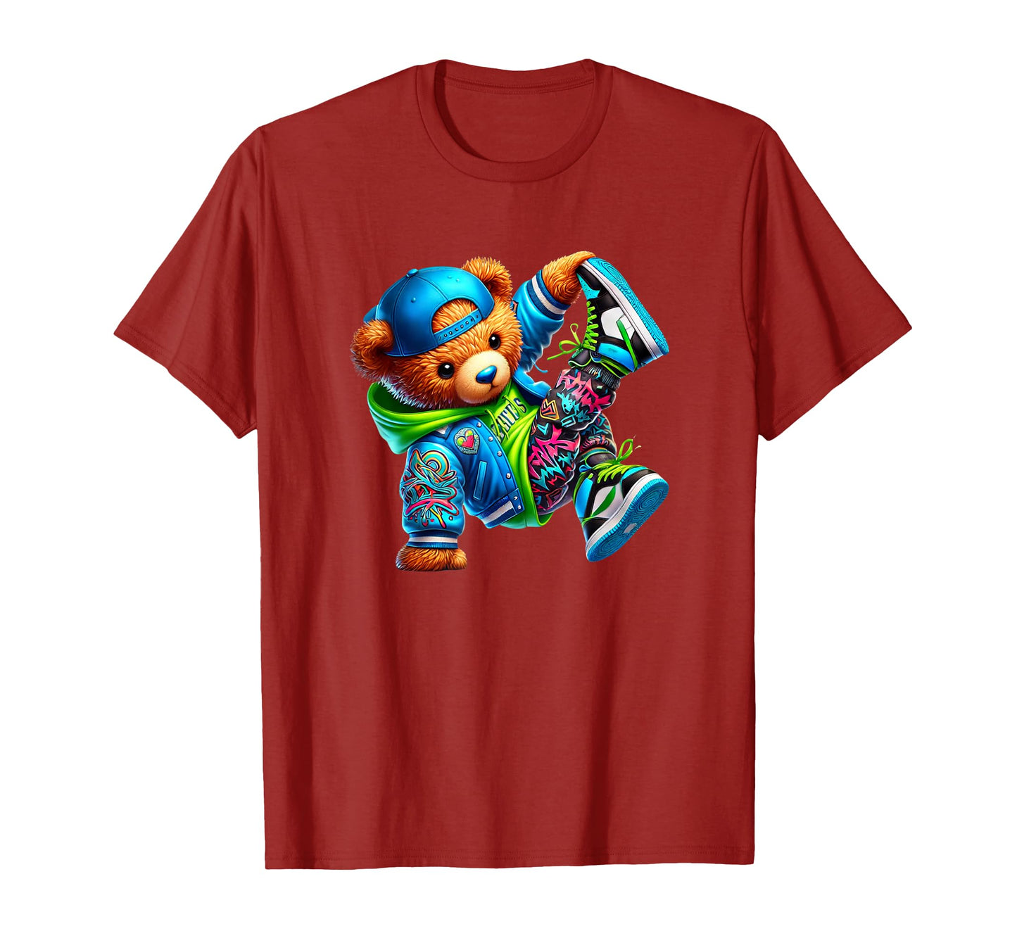 Street Style Breakdance Bear Urban Graphic T-Shirt