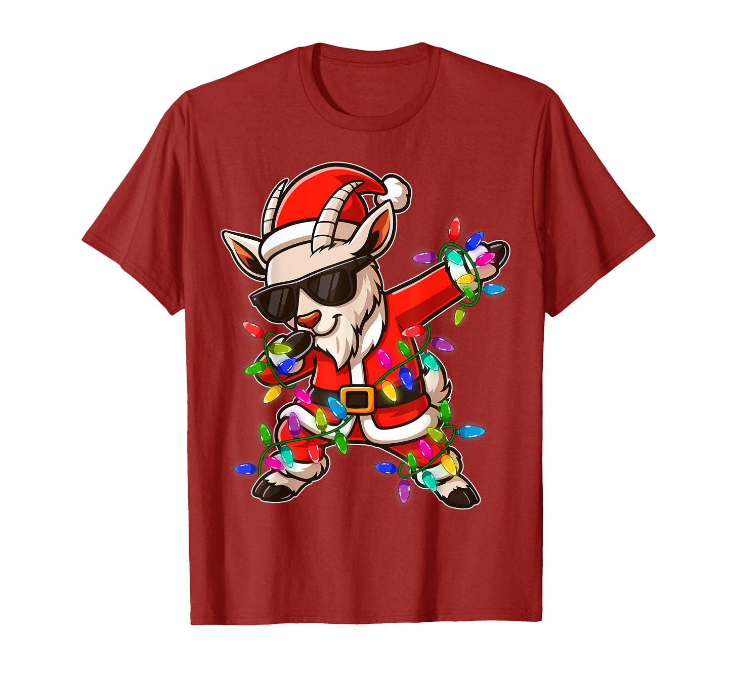 Christmas Goat Dabbing Lights Santa Xmas for Men Women T-Shirt