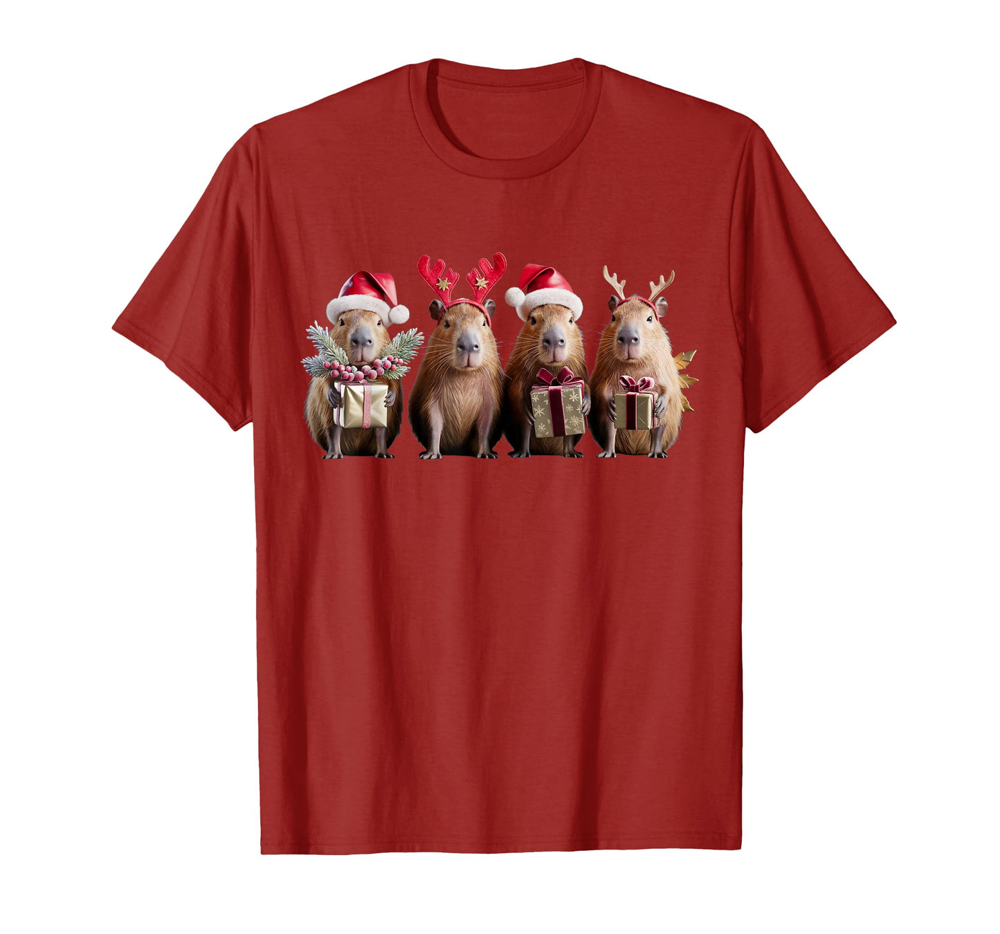Capybara Christmas Lights Reindeer Capybara Xmas Santa Kids T-Shirt