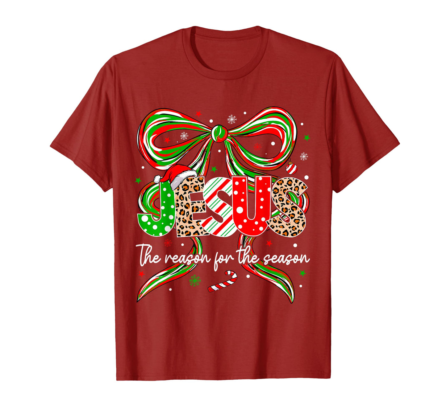 Christmas Jesus Reason Season Xmas Bow Christian Men Women T-Shirt