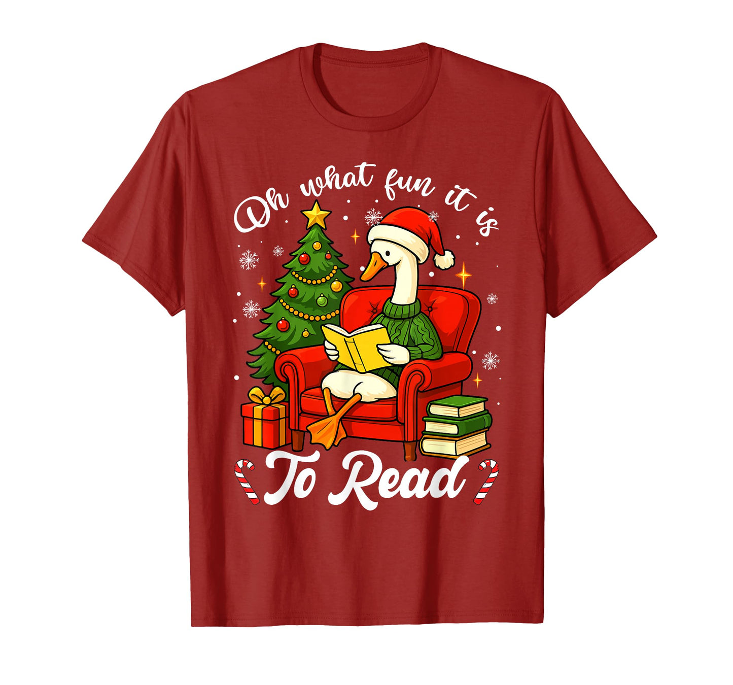 Oh What Fun It is to Read Christmas Goose Teacher Books Kids T-Shirt