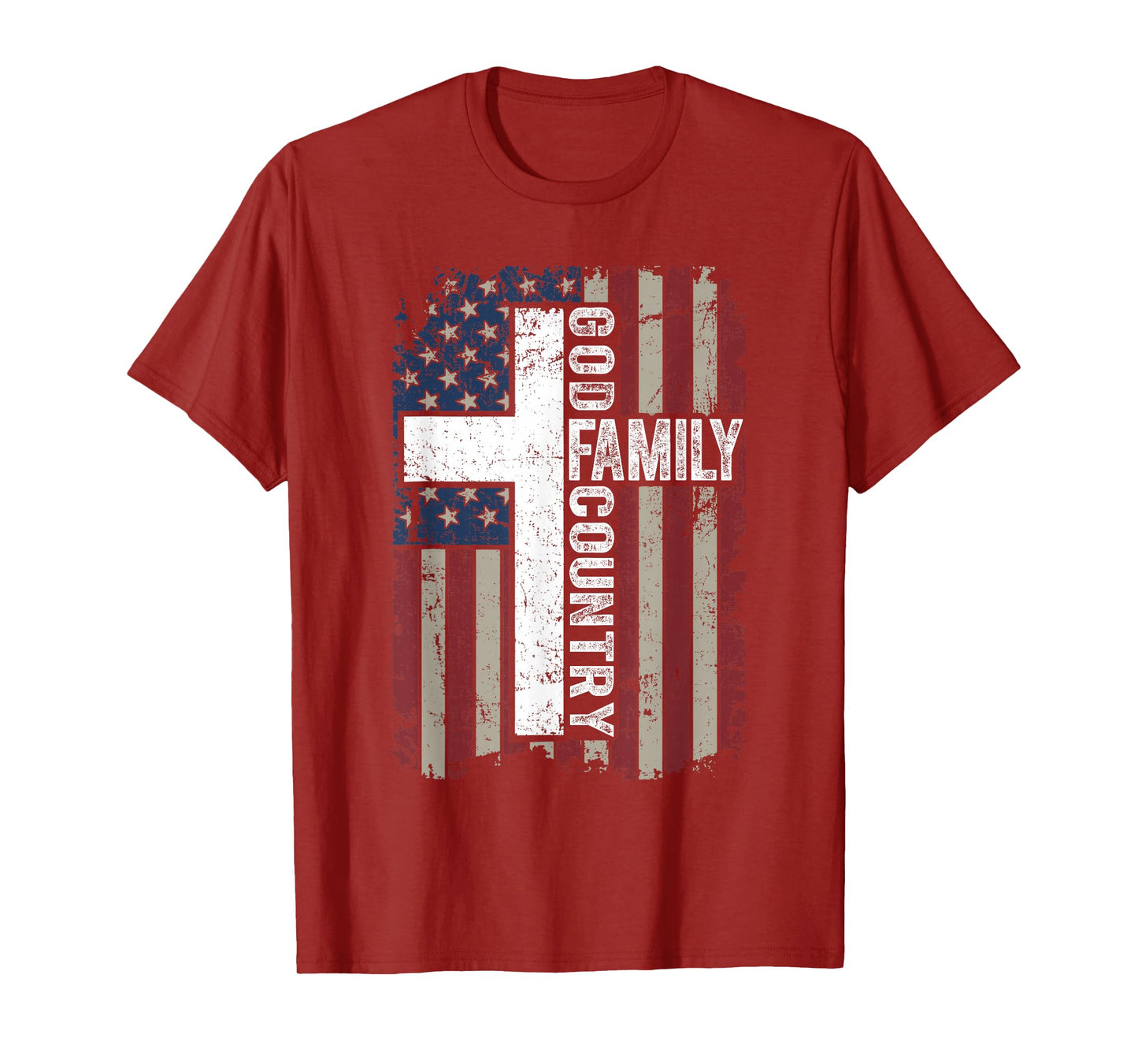 God Family Country Patriotic Christian Vintage USA Flag T-Shirt