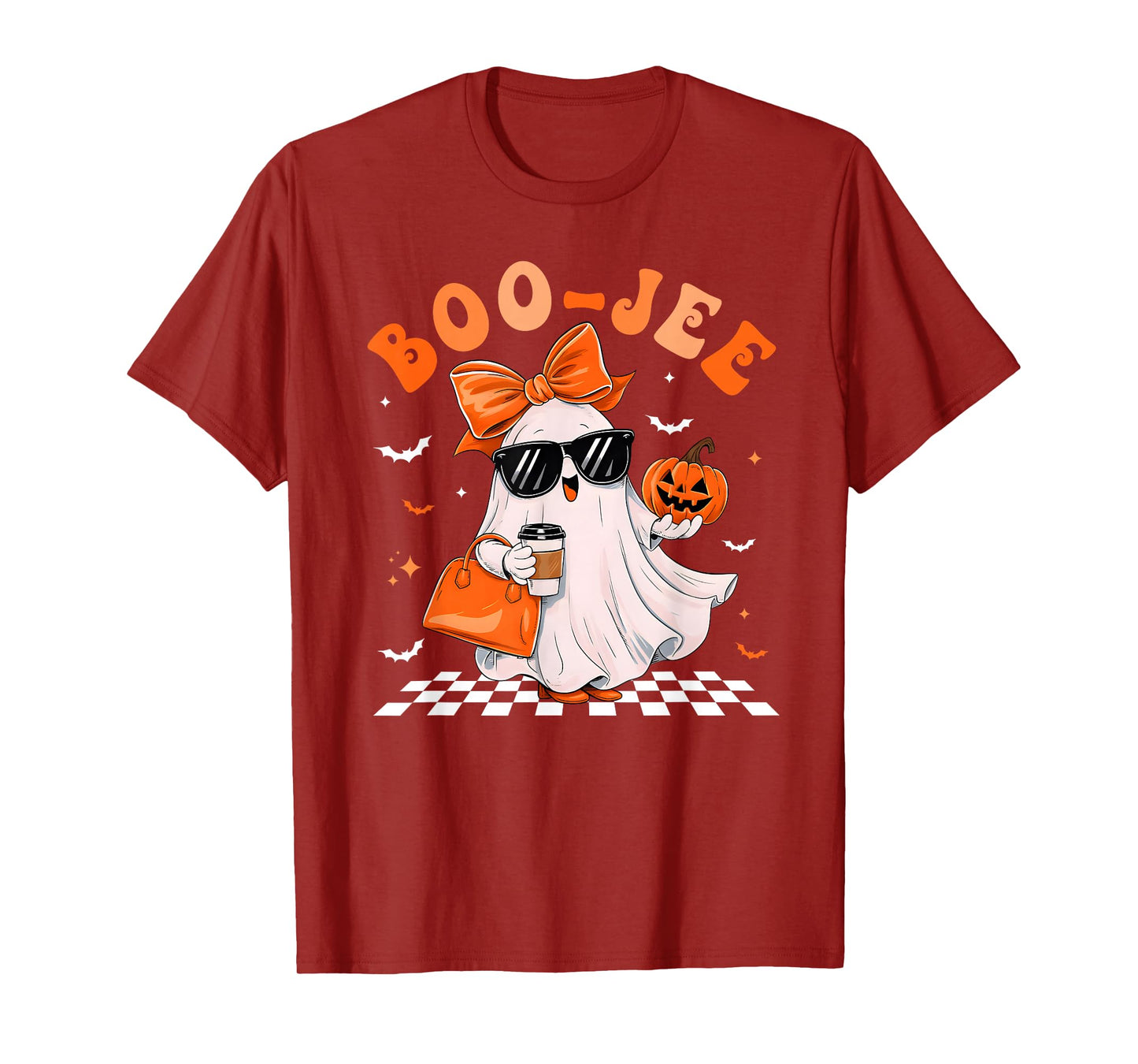 Coquette Leopard Ghost Coffee Boo-JEE Halloween Boujee Ghost T-Shirt