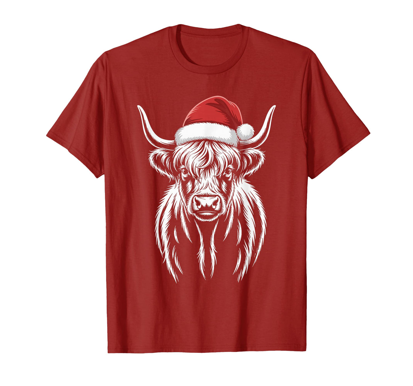 Highland Cow Santa Hat Christmas Highland Cattle Xmas T-Shirt