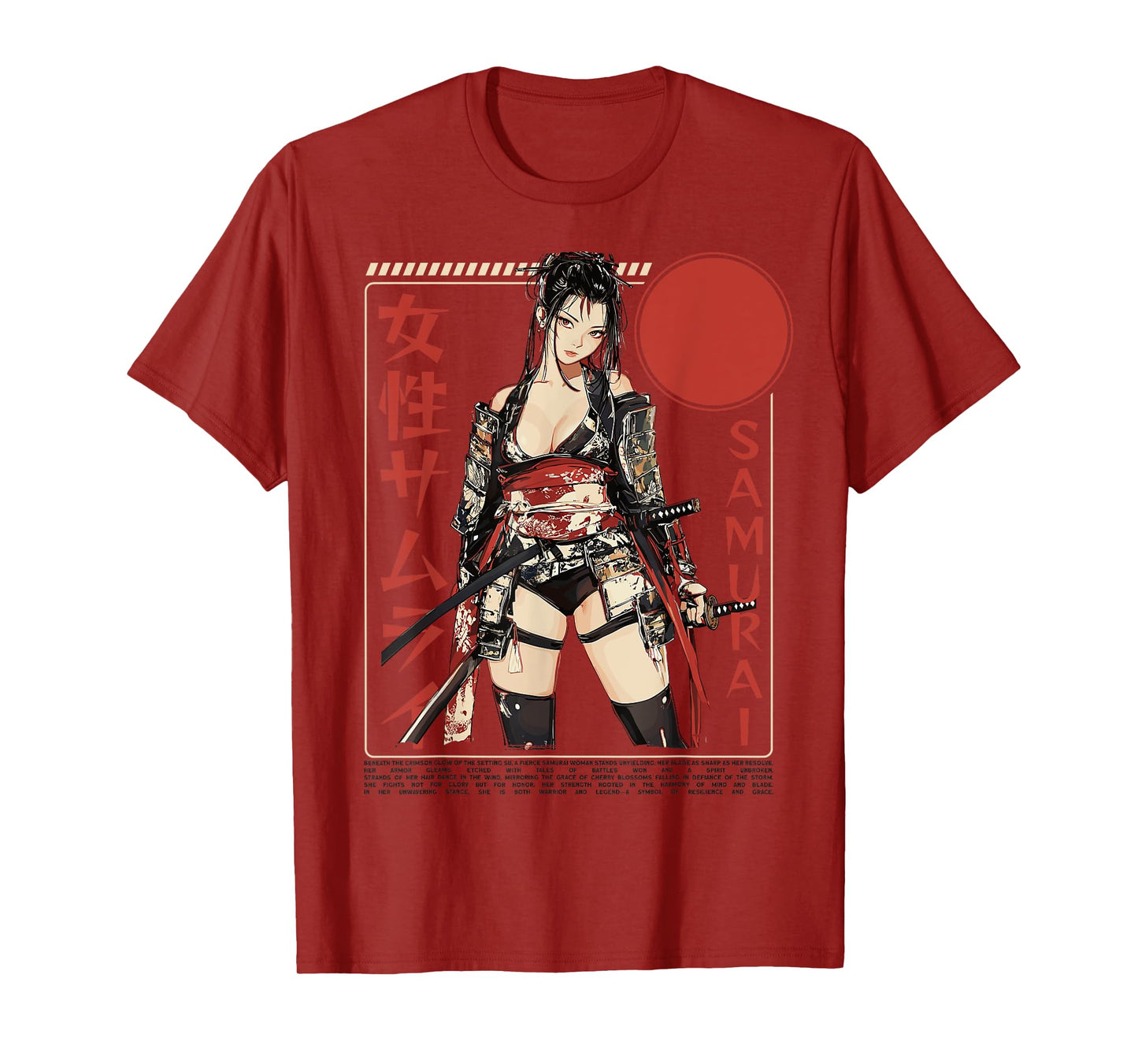 Samurai Warrior Waifu Girl Japanese Ukiyo-e Manga Samurai T-Shirt