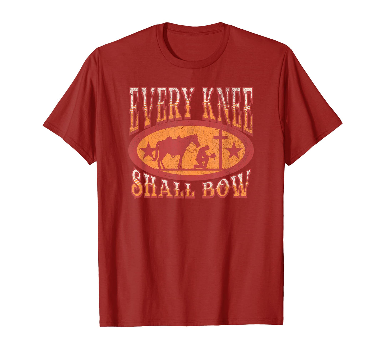 Christian Cowboy Kneeling at Cross Western Bible Verse Faith T-Shirt
