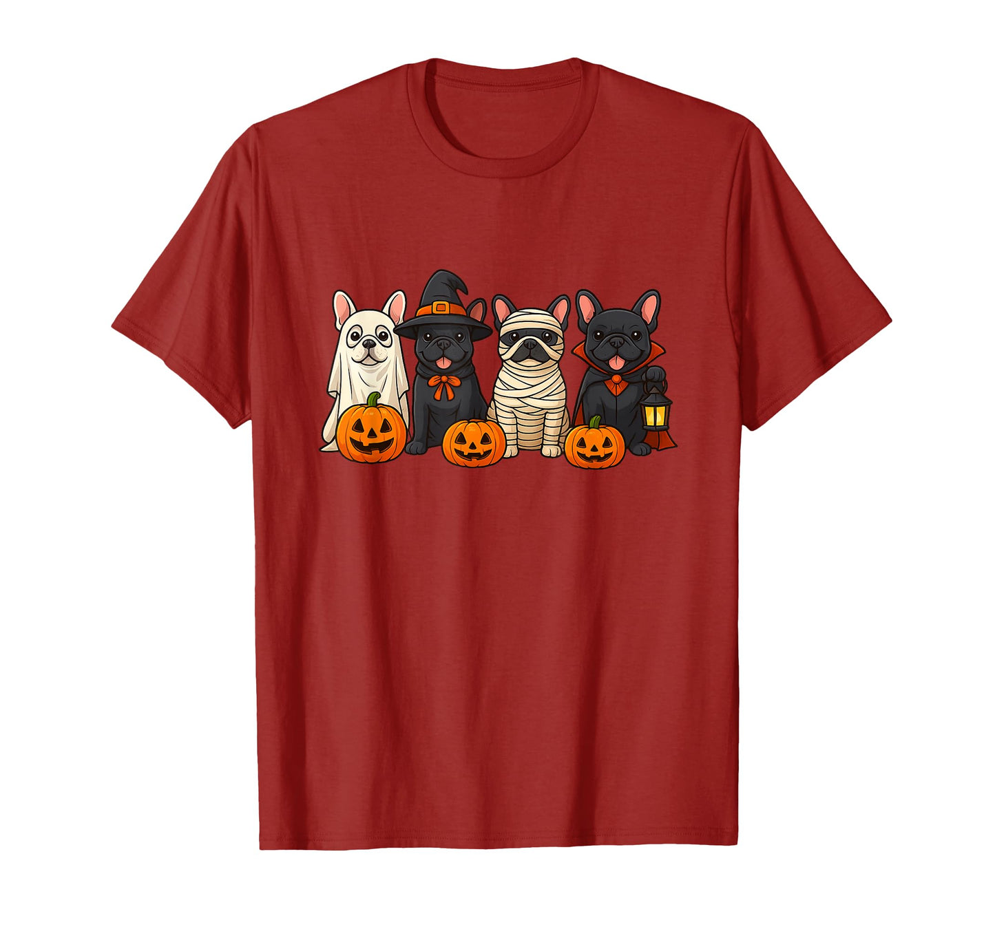 French Bulldog Ghost Witch Pumpkins Halloween Dog Costume T-Shirt