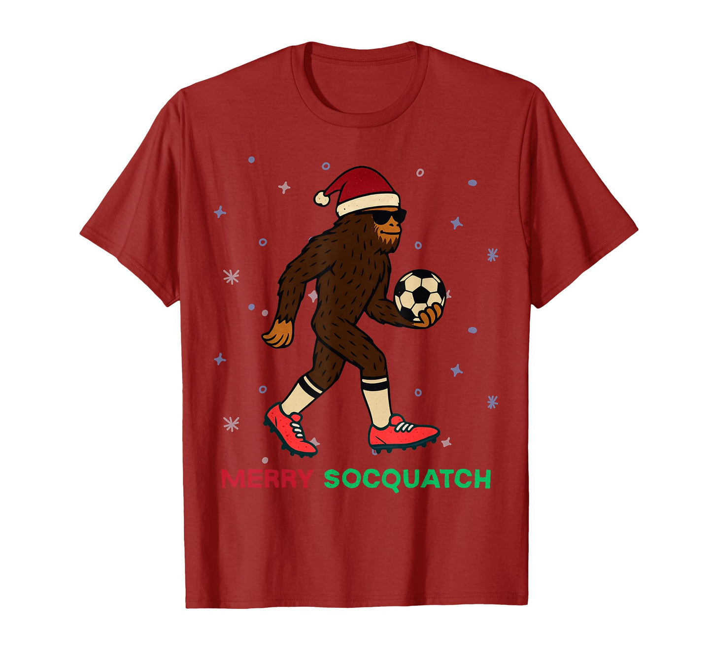Sasquatch Playing Soccer Christmas Funny Xmas Holiday T-Shirt