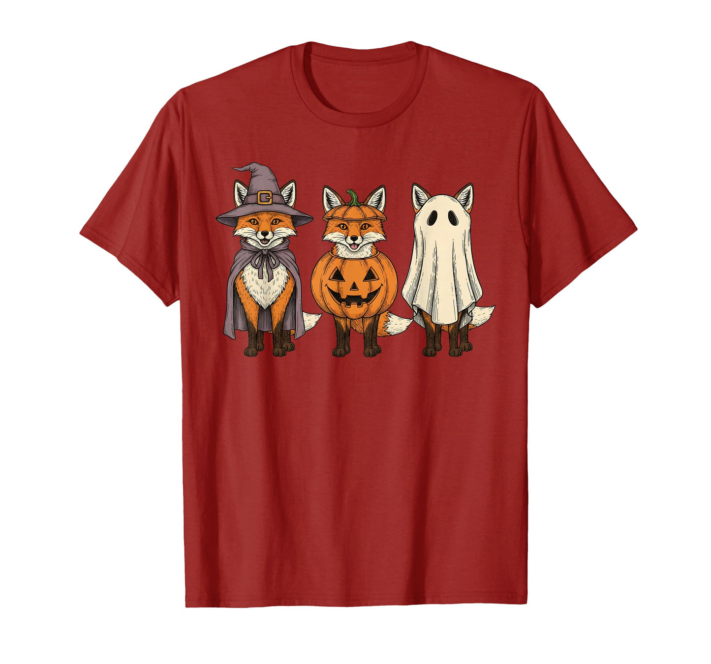 Spooky Ghost Fox Lover Pumpkin Halloween T-Shirt