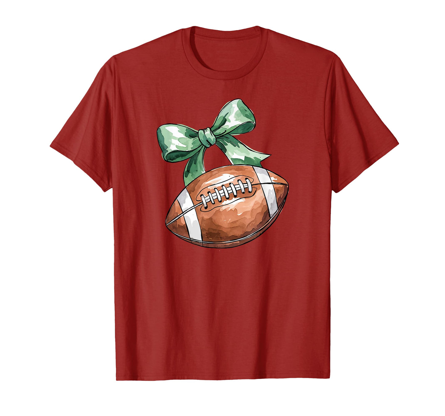 Coquette Football with Green Bow, Cute Team Spirit Sports T-Shirt
