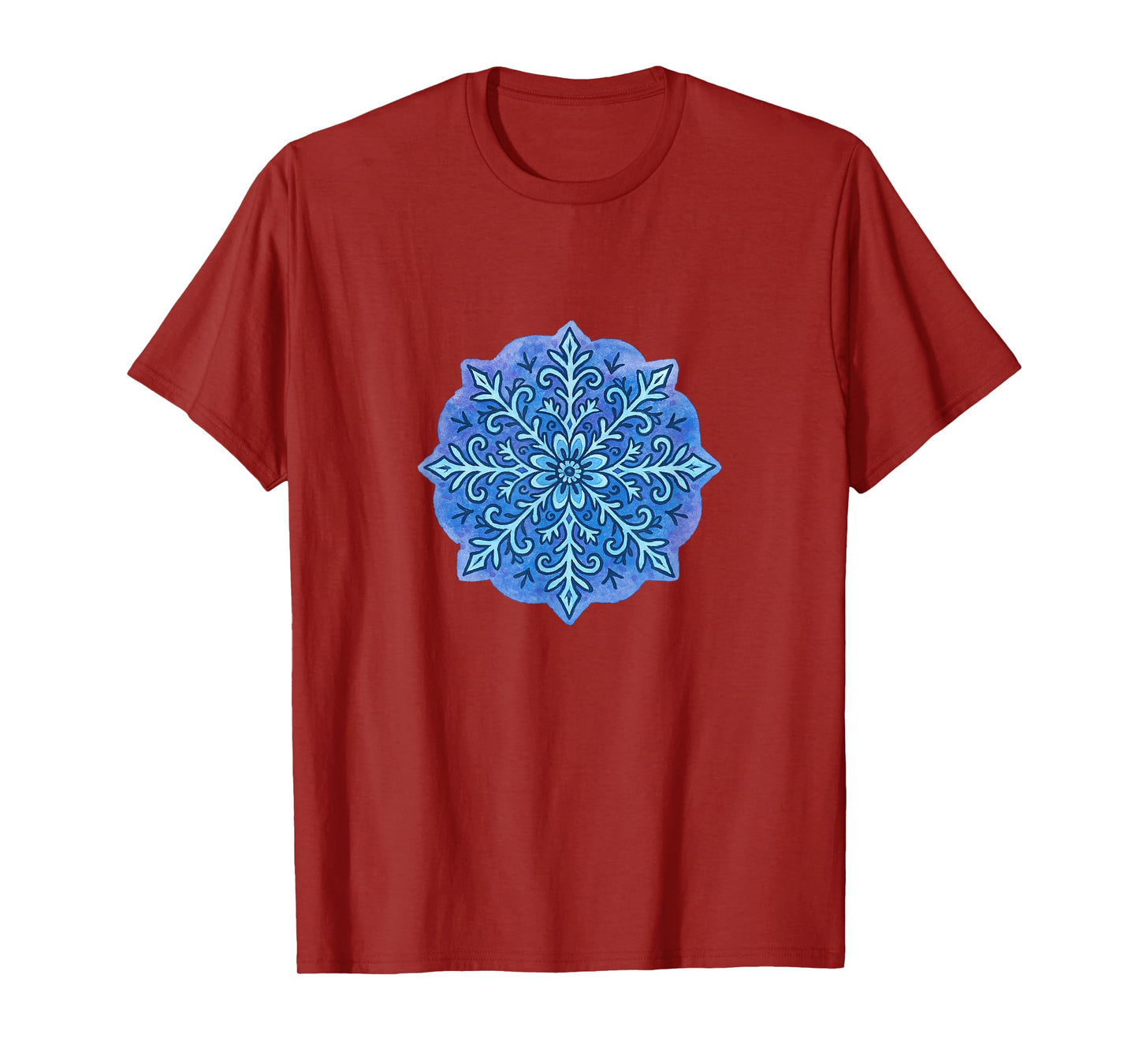 Geometric Snowflake Mandala Winter Zen Pattern Minimalist T-Shirt
