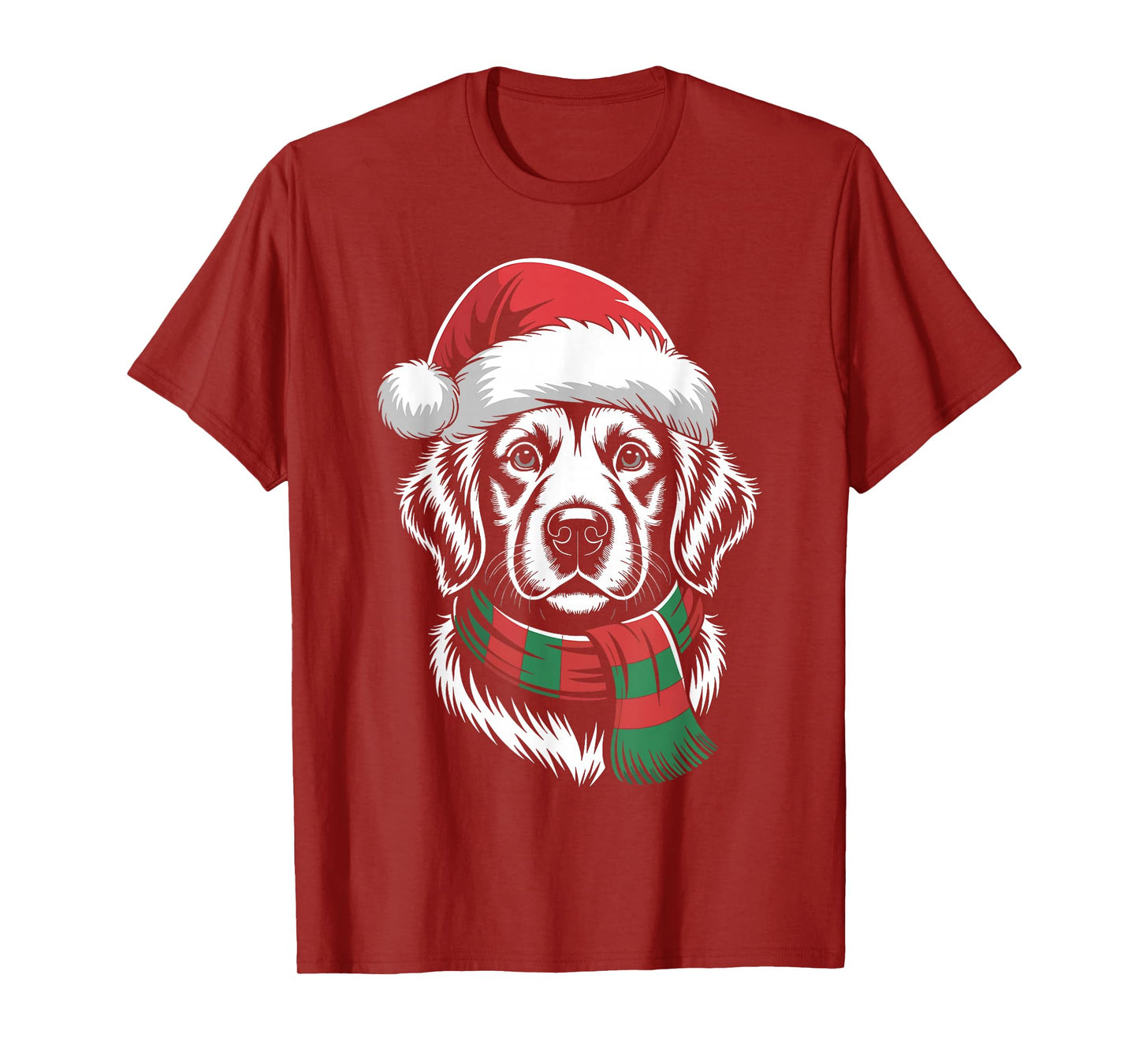 Golden Retriever Dog Xmas Santa Hat Scarf Christmas Costume T-Shirt