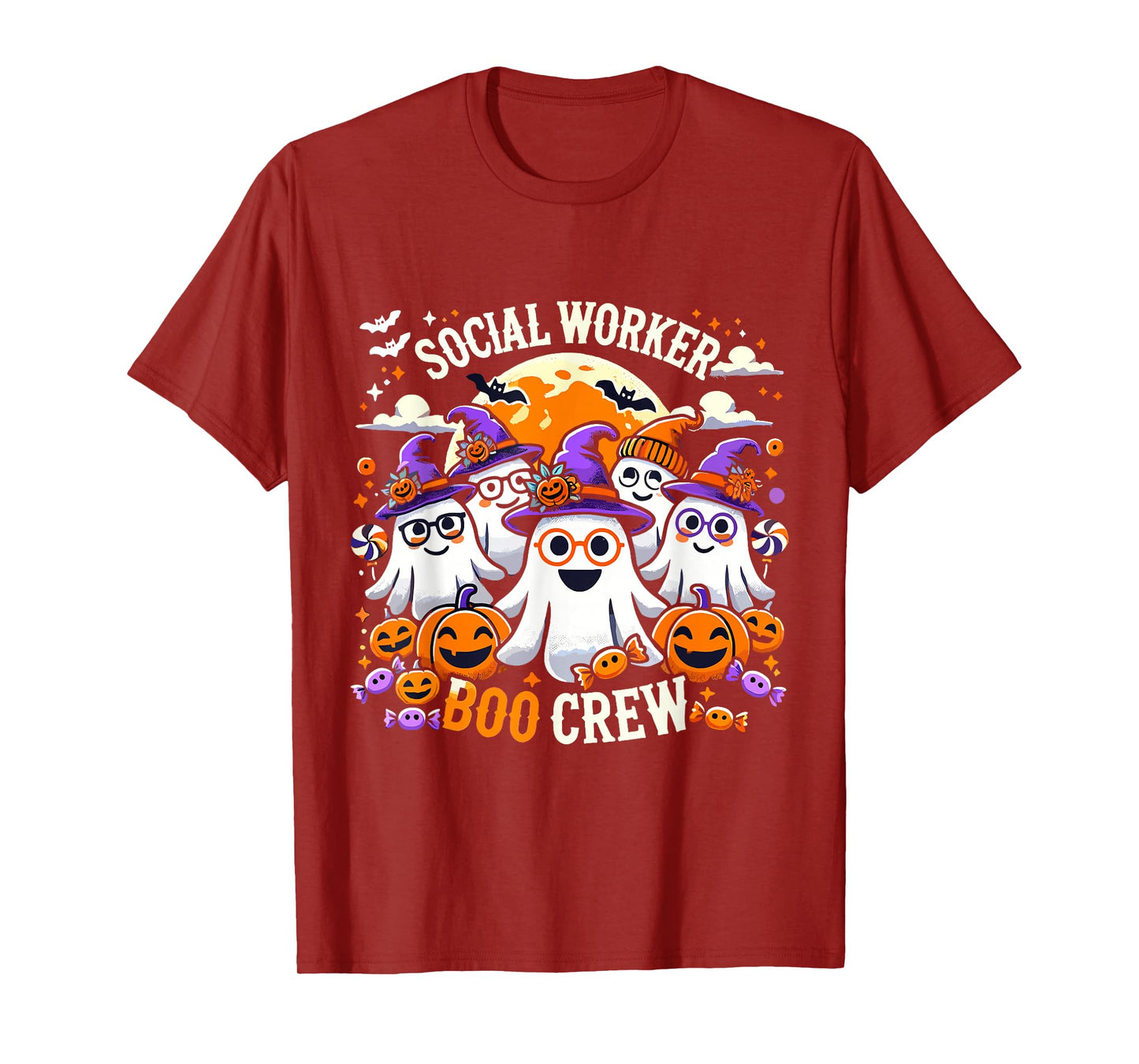 Social Worker Boo Crew Funny Ghosts Halloween Social Workers T-Shirt