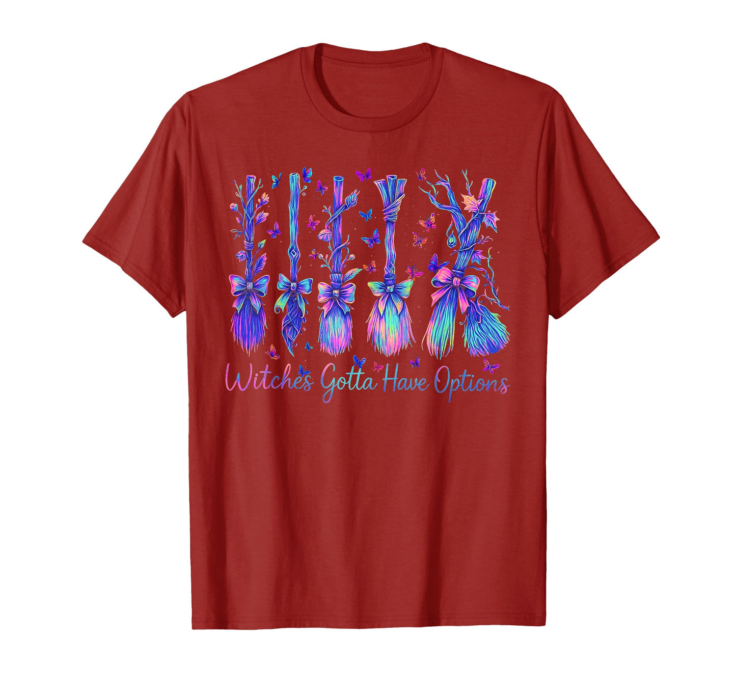 Witches Gotta Have Options Girly Bow Witch Broom Halloween T-Shirt