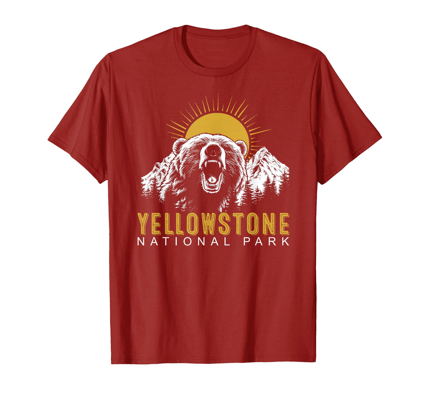 Yellowstone National Park Vintage Wild Bear Sunset T-Shirt