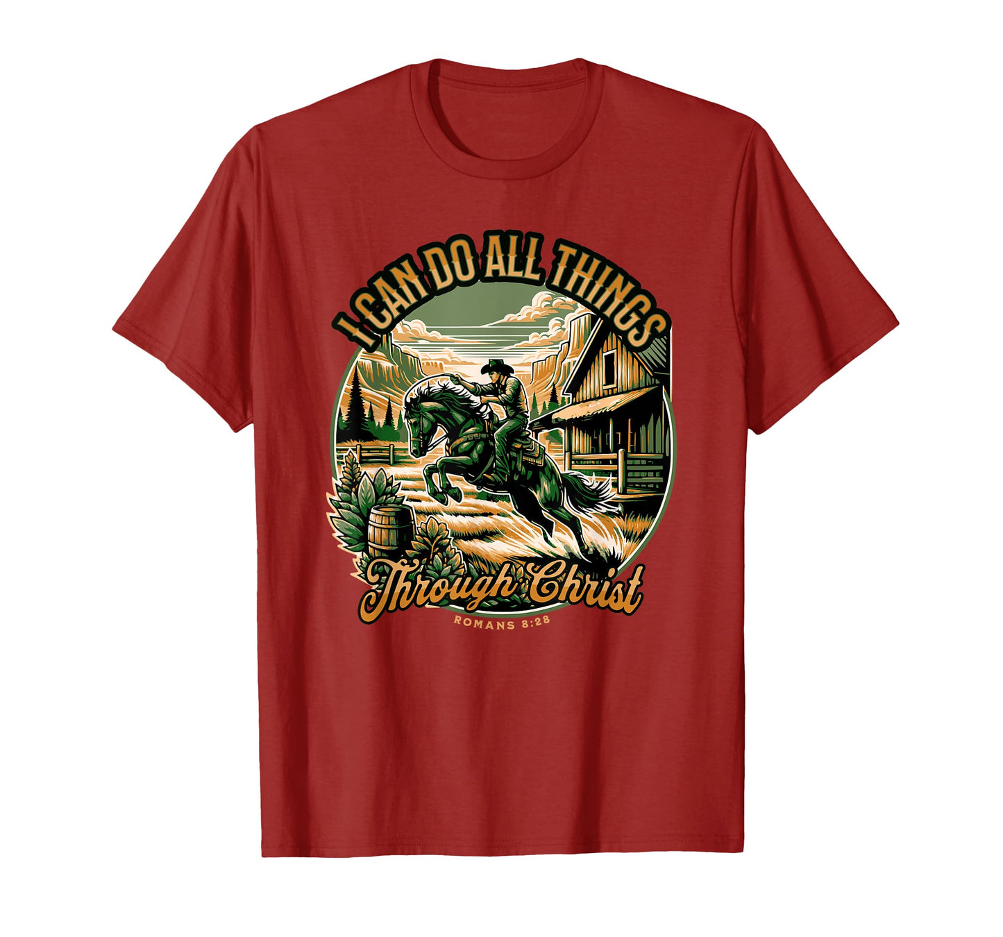 Cowboy Bible Scripture Verse Western Jesus For Mens Faith T-Shirt