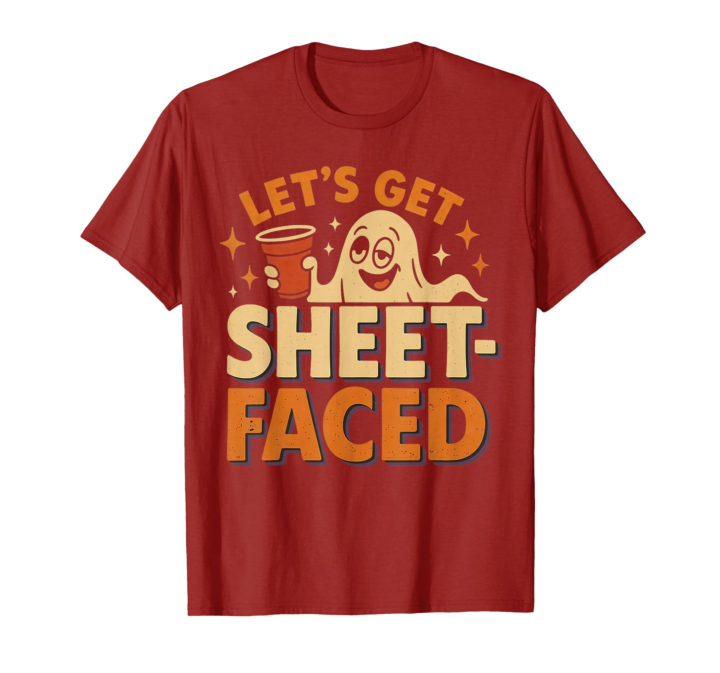 Let's Get Sheet Faced Halloween Ghost Drinking Spooky Season T-Shirt