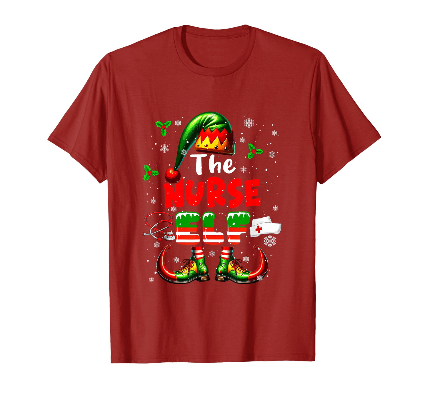 The Nurse Elf Christmas Funny Job Team Matching Parties T-Shirt
