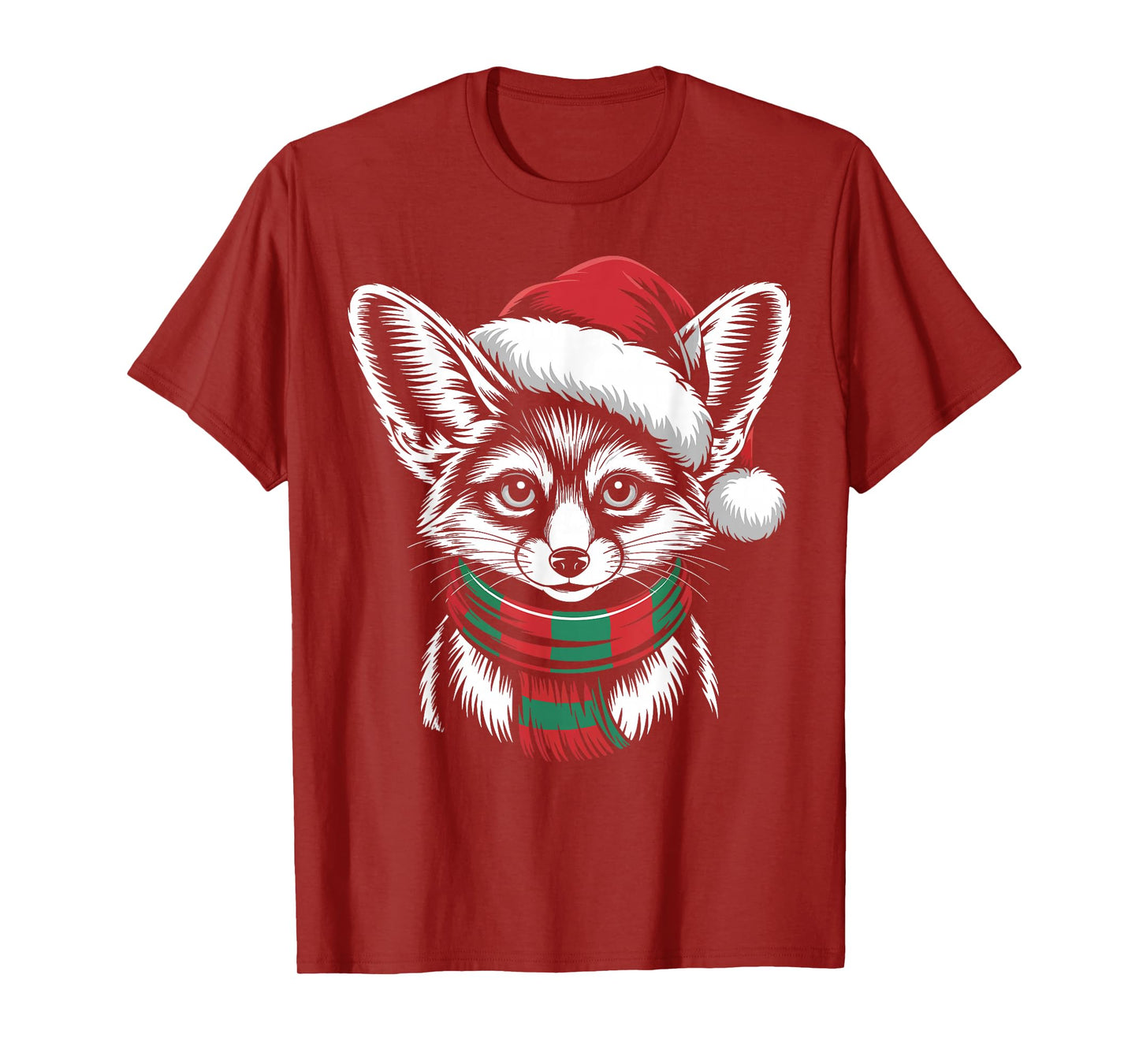 Fennec Fox Xmas Santa Hat Scarf Christmas Costume T-Shirt