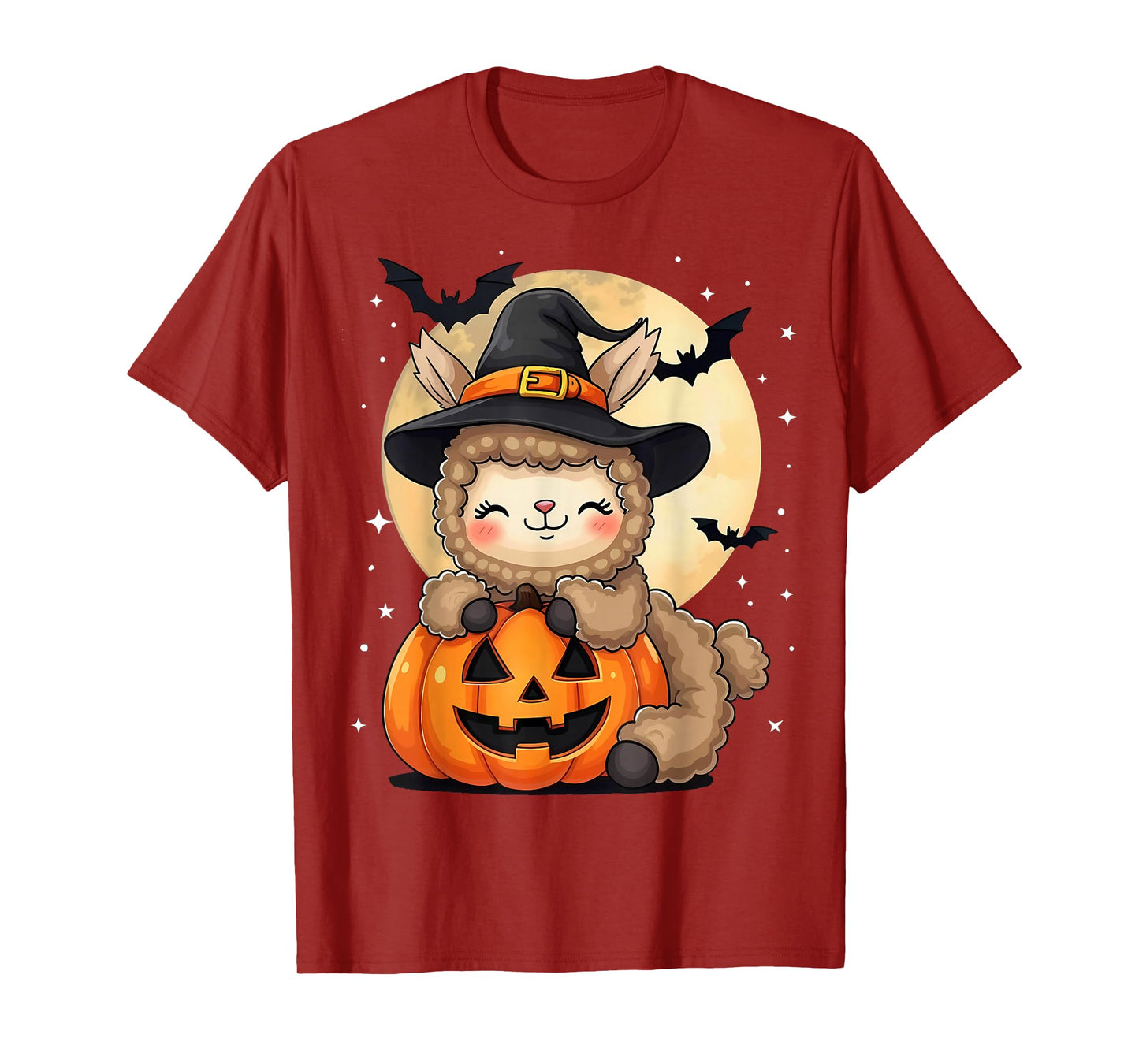 Halloween Llama Witch Hat Pumpkin Spooky T-Shirt
