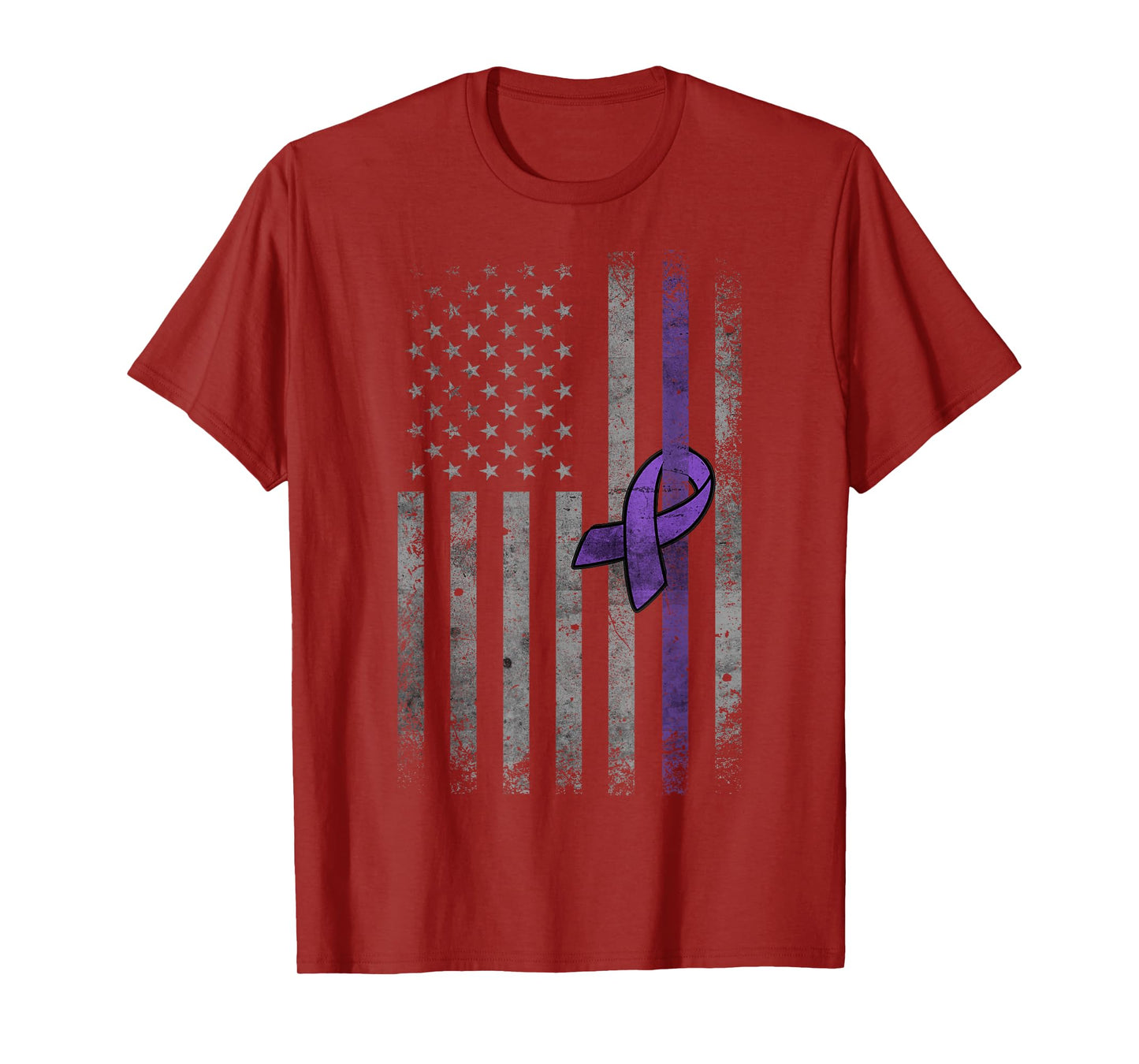 Vintage American Flag Pancreatic Cancer Awareness T-Shirt