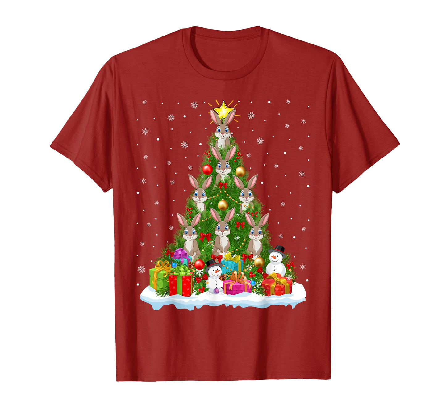 Rabbit Bunny Christmas Tree Holiday Decor Funny Xmas Lights T-Shirt